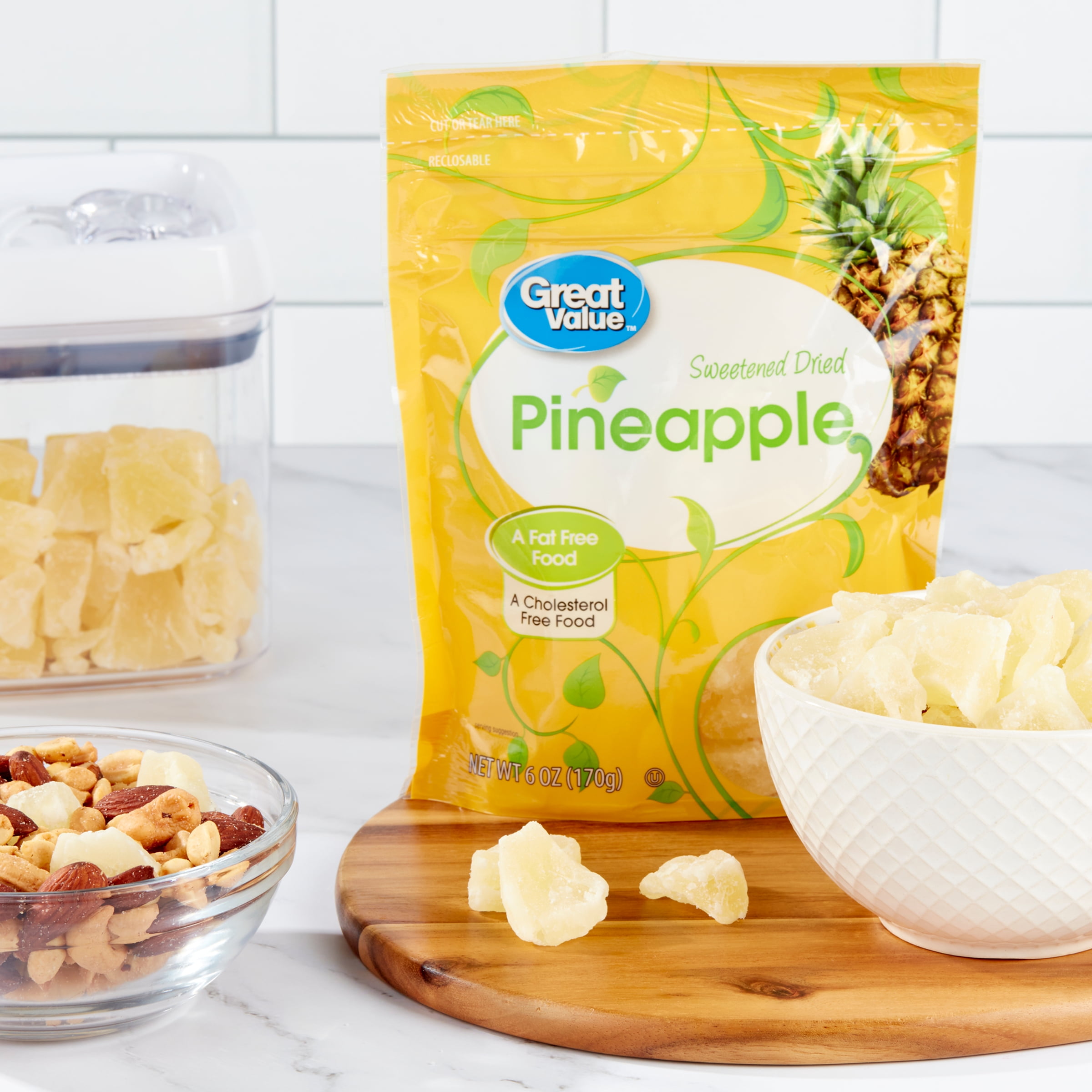 Great Value Sweetened Dried Pineapple Chunks (6 oz) 1e23j