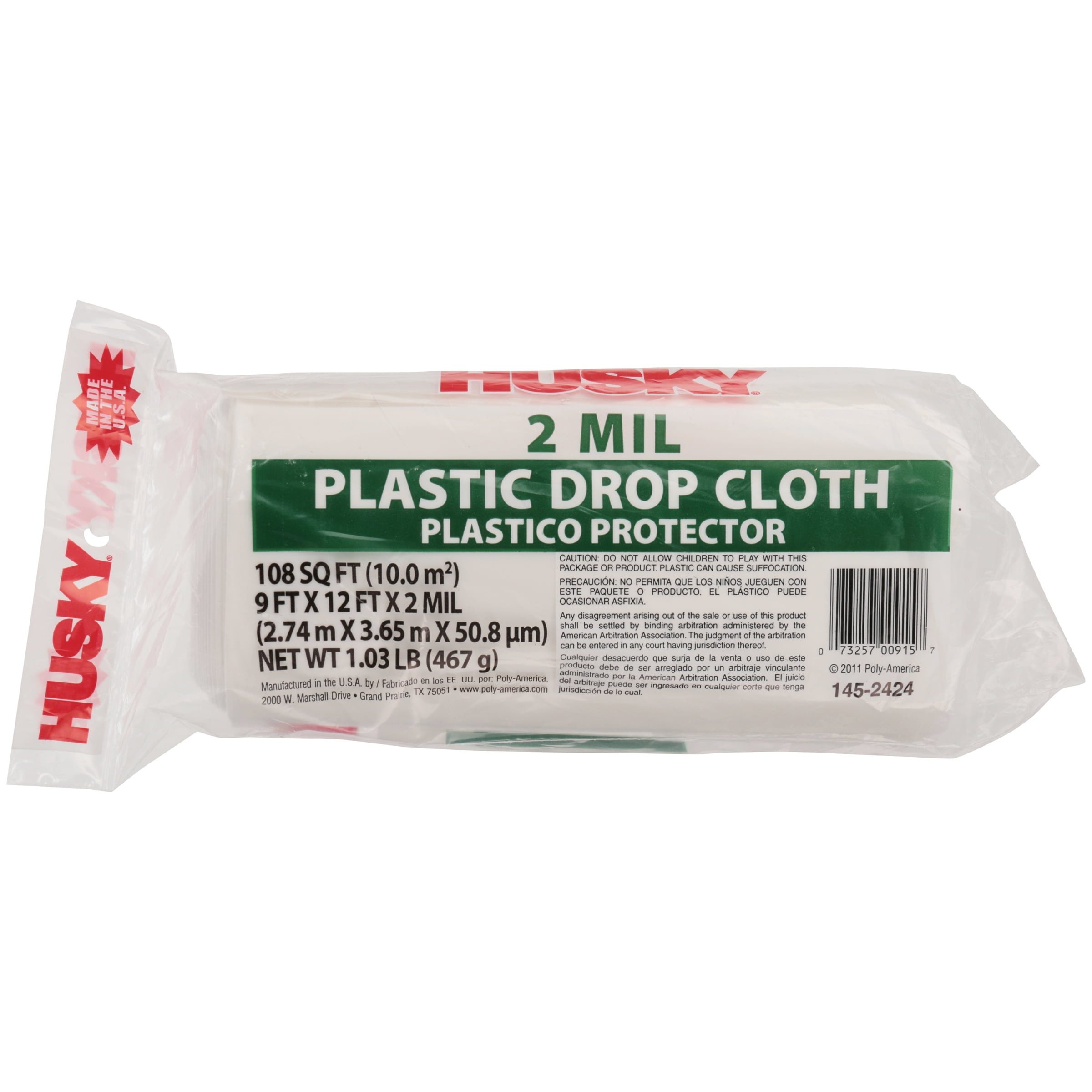 Husky Medium-Duty Plastic Drop Cloth (Clear, 9 ft x 12 ft) mrdib