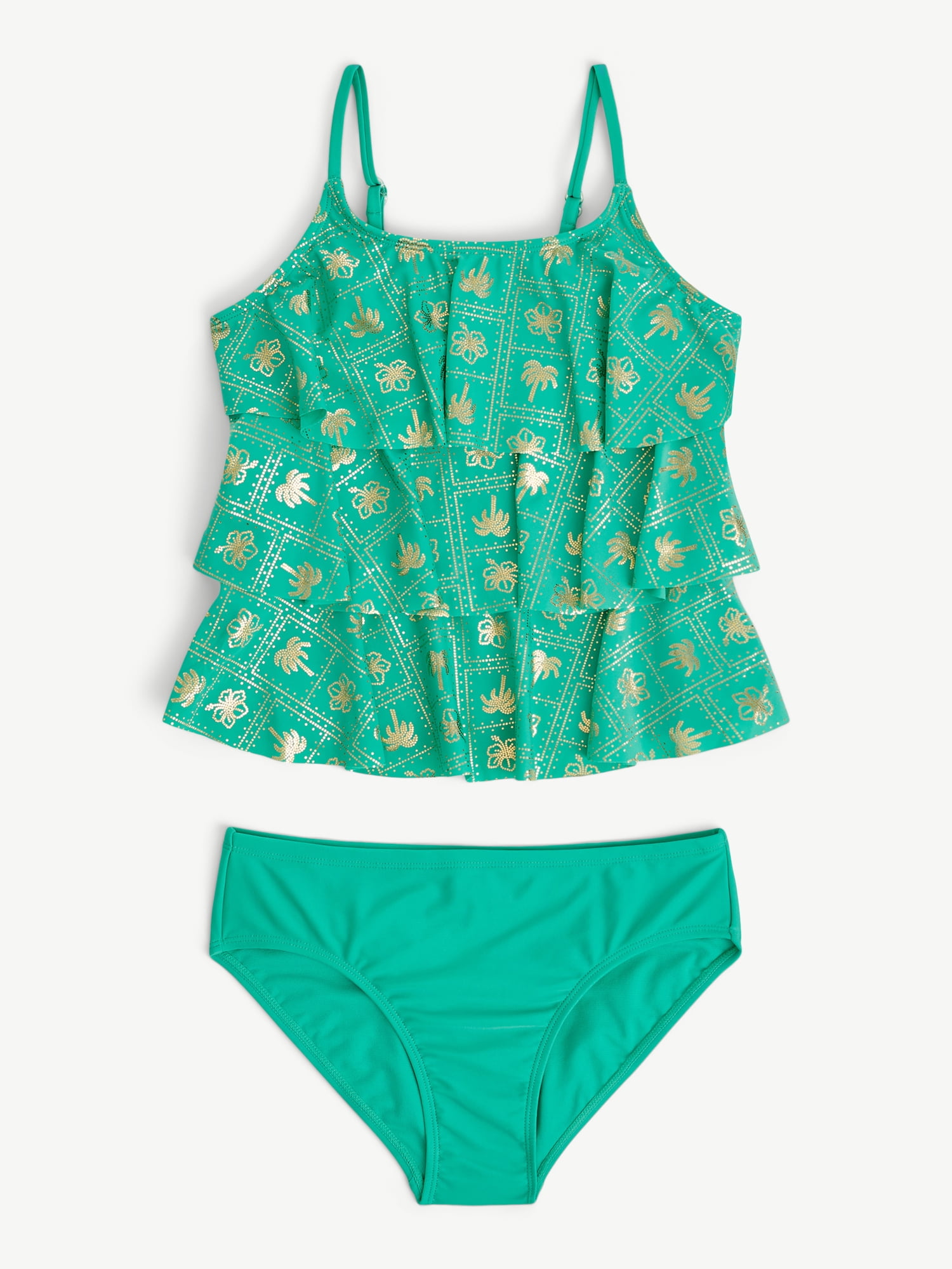 Justice Girls 2-Piece Ruffle Tankini Swimsuit (Blue, XS) 6mgcb