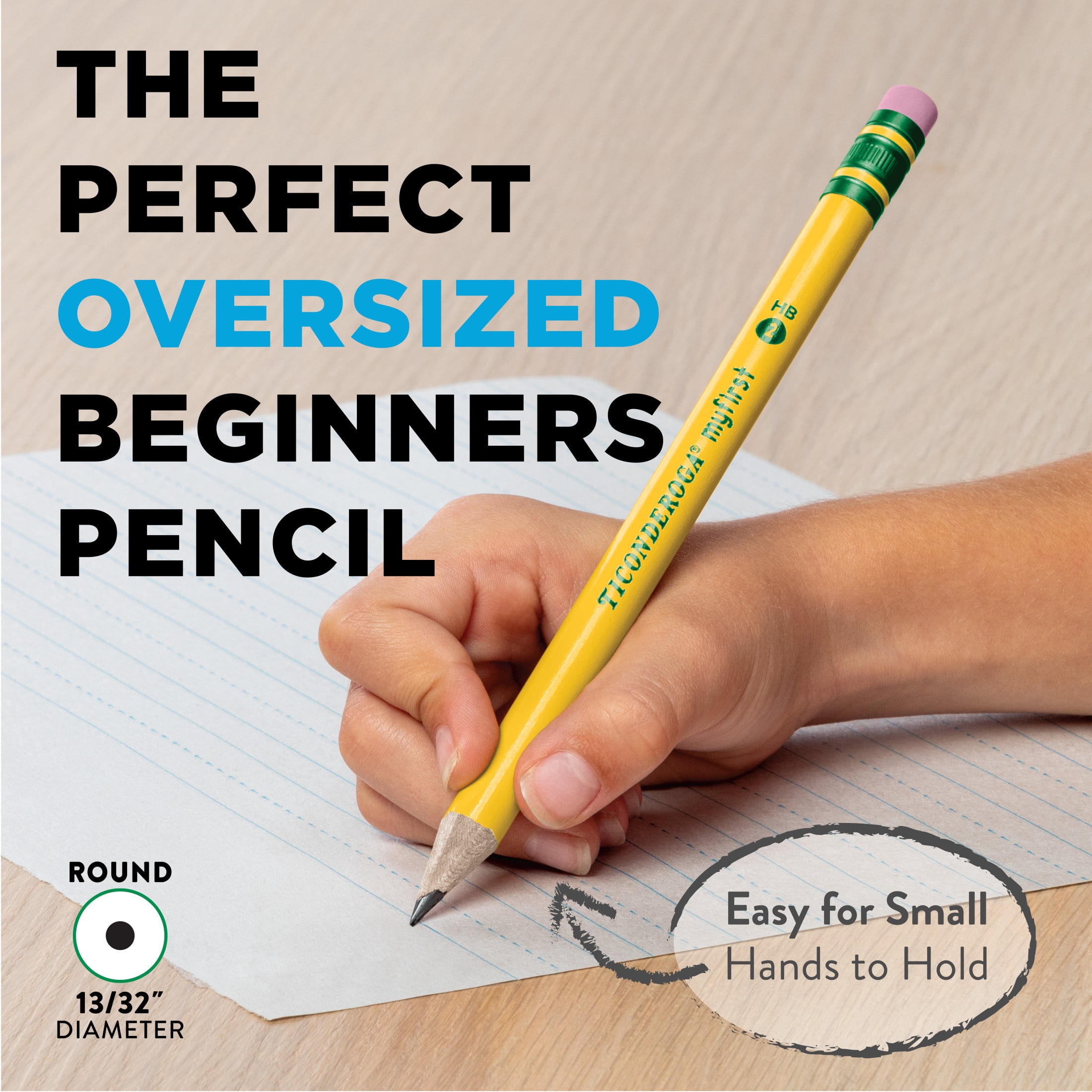 Ticonderoga My First Pencils, Ergonomic Jumbo #2 HB Graphite, Pre-sharpened with Sharpener (Yellow, 4 Count) 86q0j