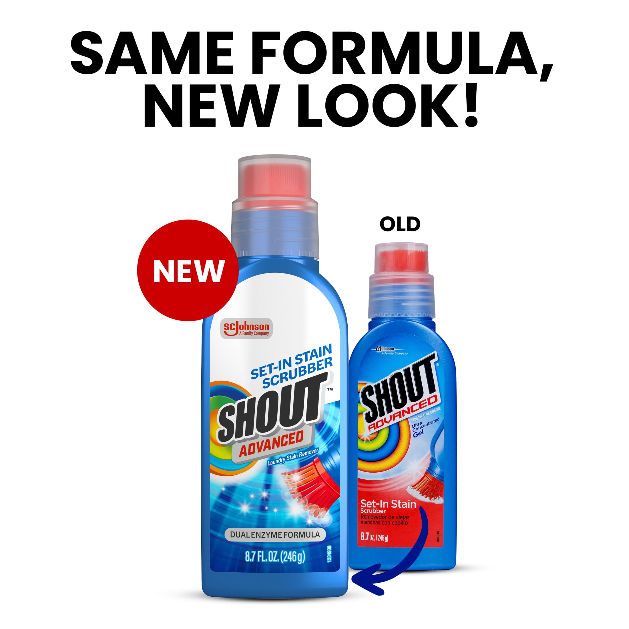 Shout Advanced Laundry Stain Remover, Ultra Concentrated Gel with Built-in Scrubbing Brush (8.7 oz) 24m4m