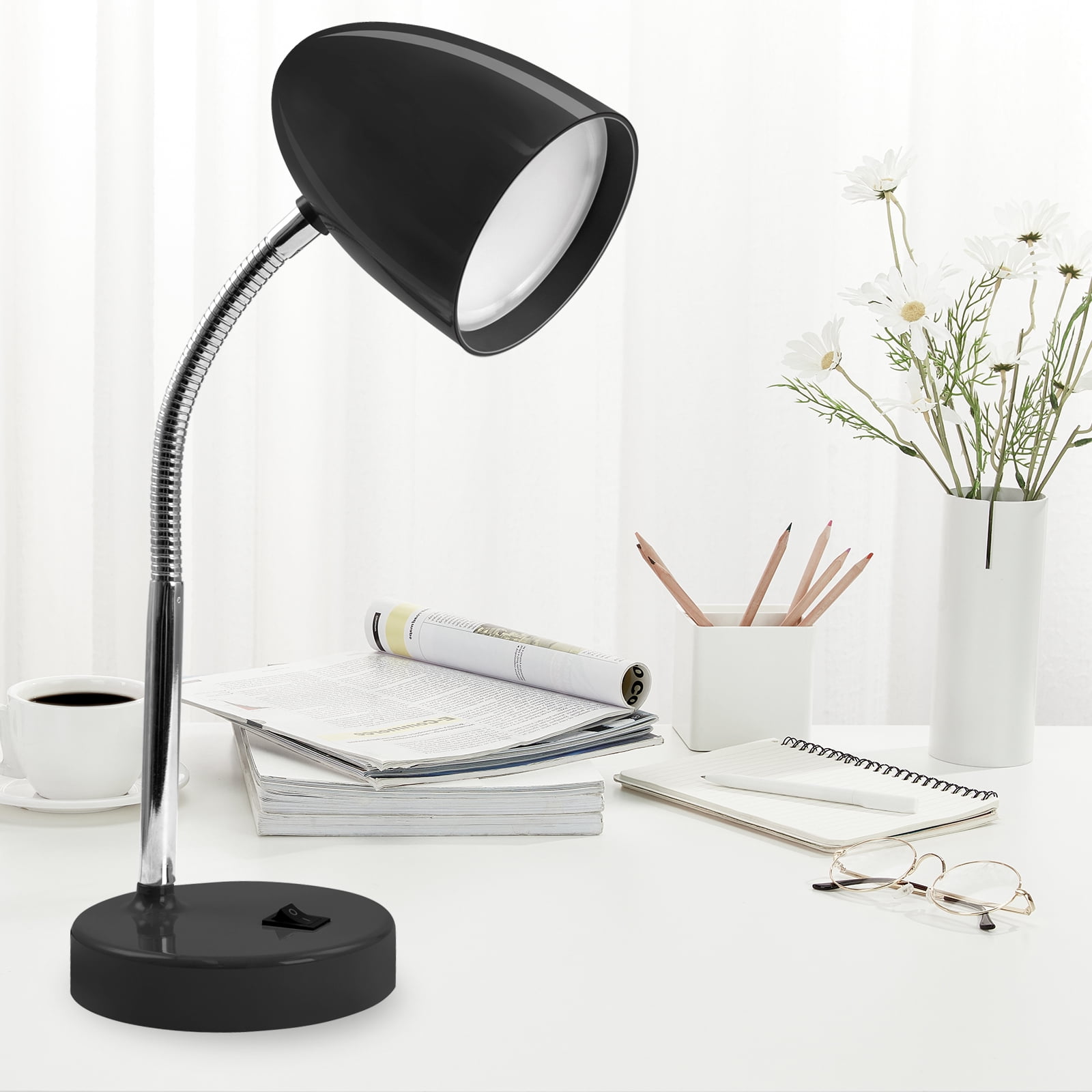 E Energetic Lighting LED Desk Lamp, Eye-Caring Study Light with Flexible Gooseneck (Black, 3.5W) 0i5cs