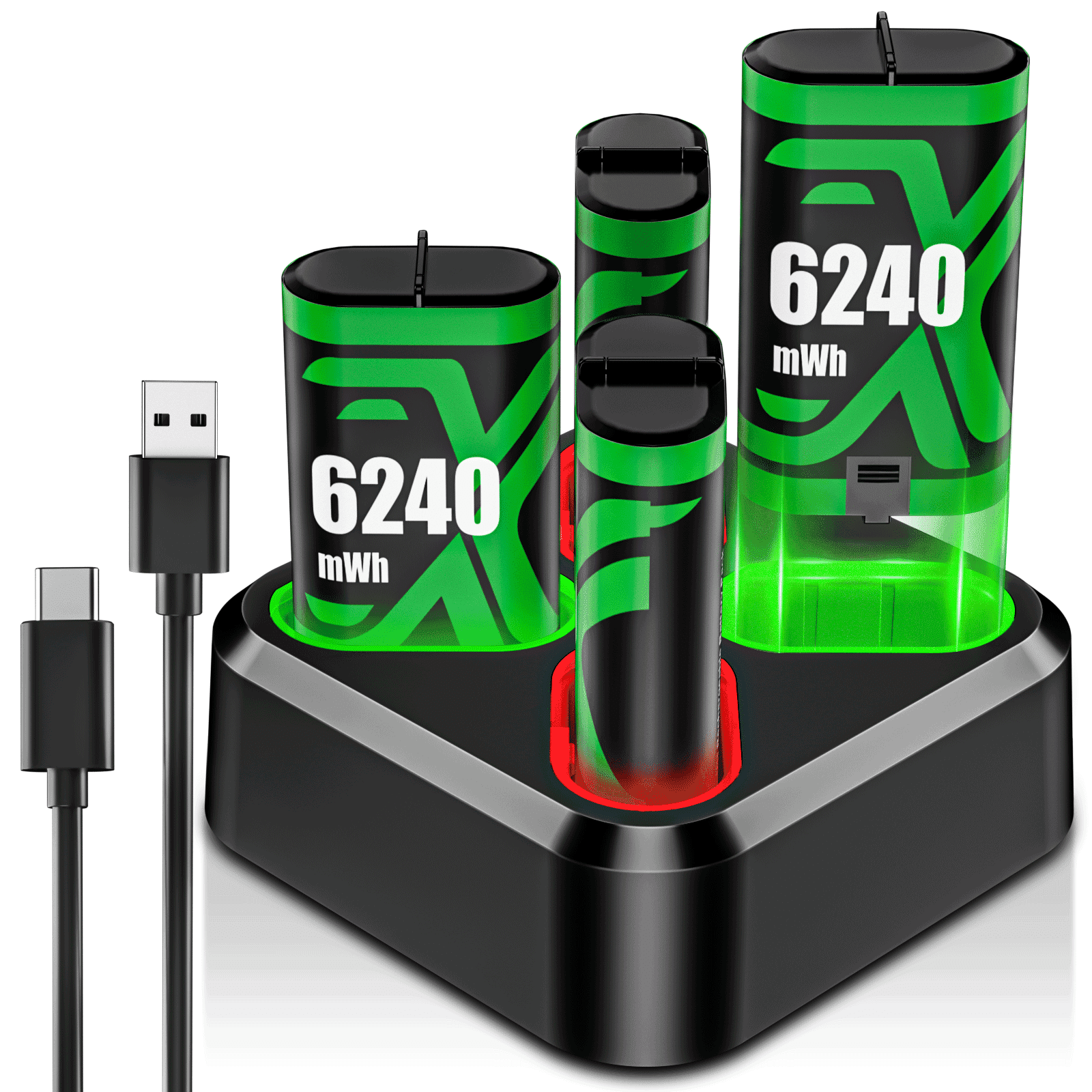 ZRZLMVP Rechargeable Xbox Controller Battery Pack with Charging Station (4-Pack, Black) cingh