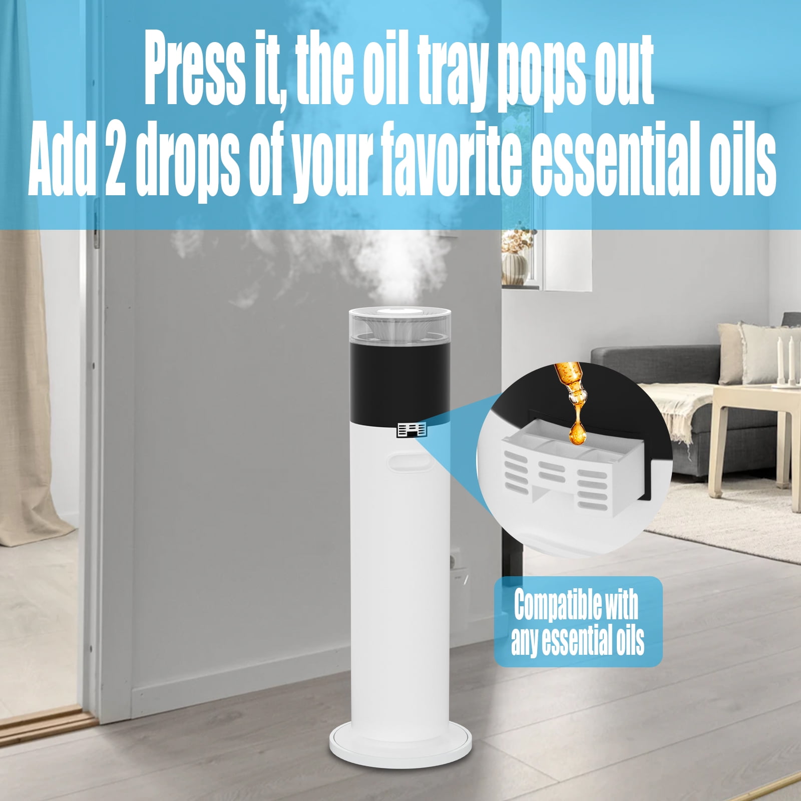 SAHAUHY Smart Cool Mist Humidifier for Large Rooms, App-Controlled Ultrasonic Humidifier with Top-Fill Design (White, 2.1 gal) n3ezc