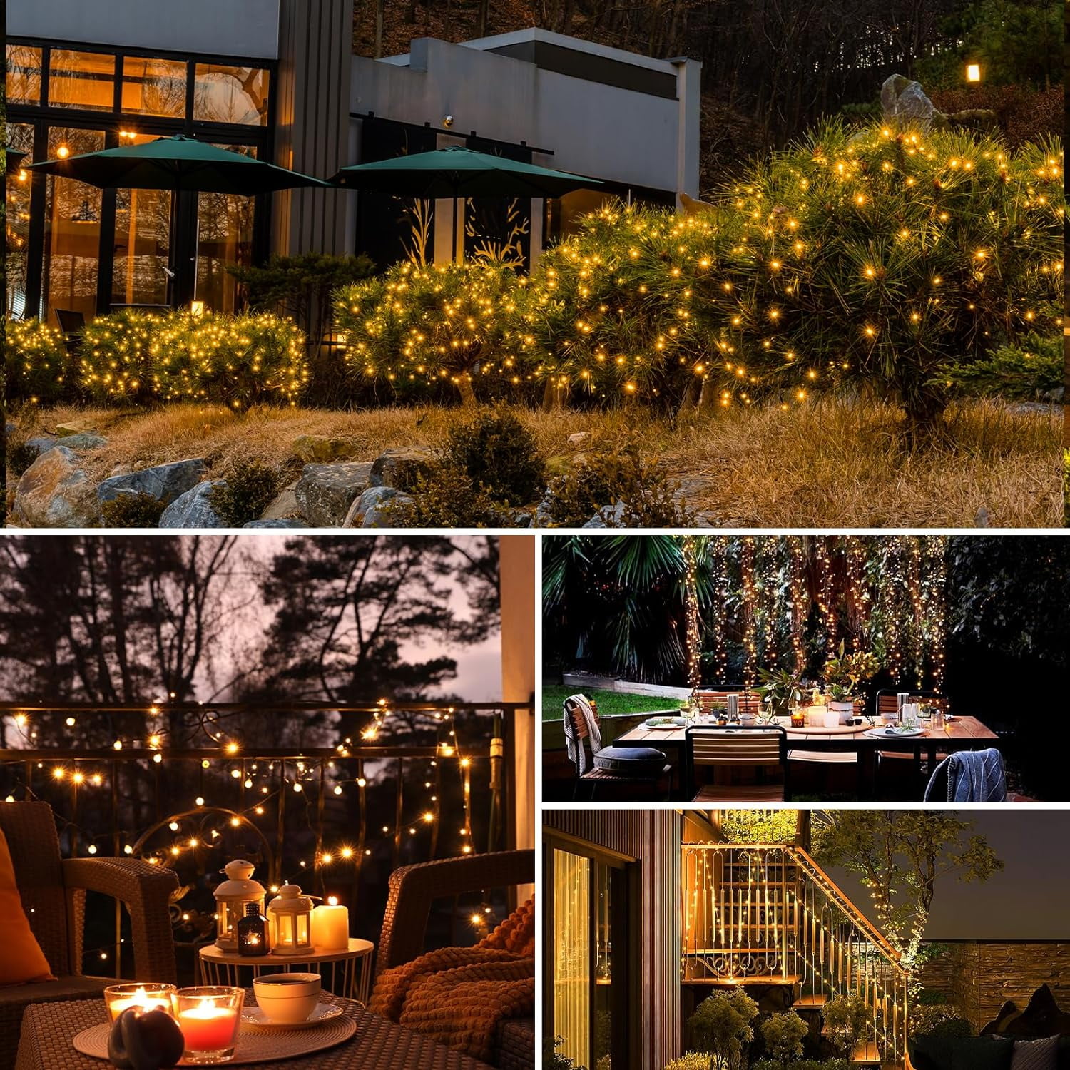Hovmap Solar String Lights Outdoor Waterproof LED Copper Wire for Garden Christmas Wedding (Warm White, 2 Pack, 33 ft) ky5ne