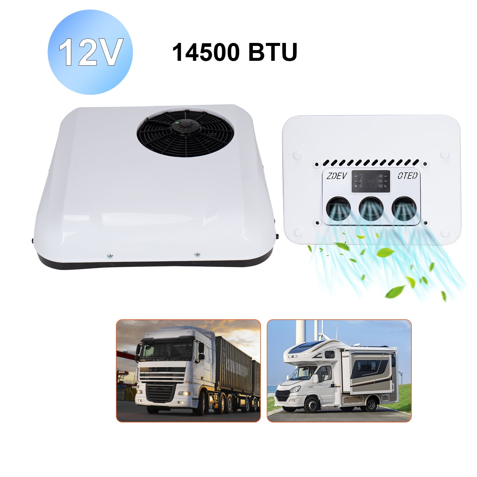Jrswin 12V Rooftop Air Conditioner Unit for Semi Truck and RV (14500 BTU, 1 Unit) w9xqh