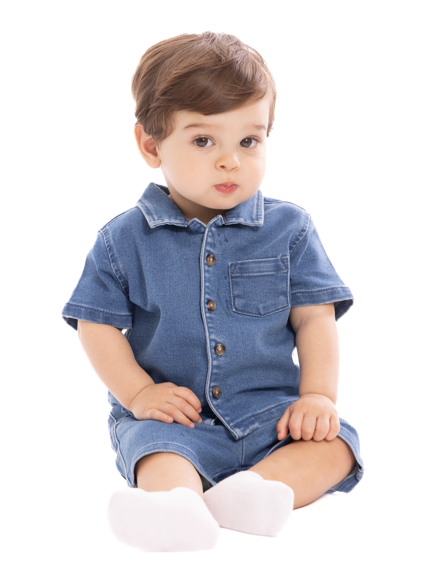 Wonder Nation Baby Boys Short Sleeve Collared Button Top and Matching Shorts Set (Multi, 0-24M) dybqf