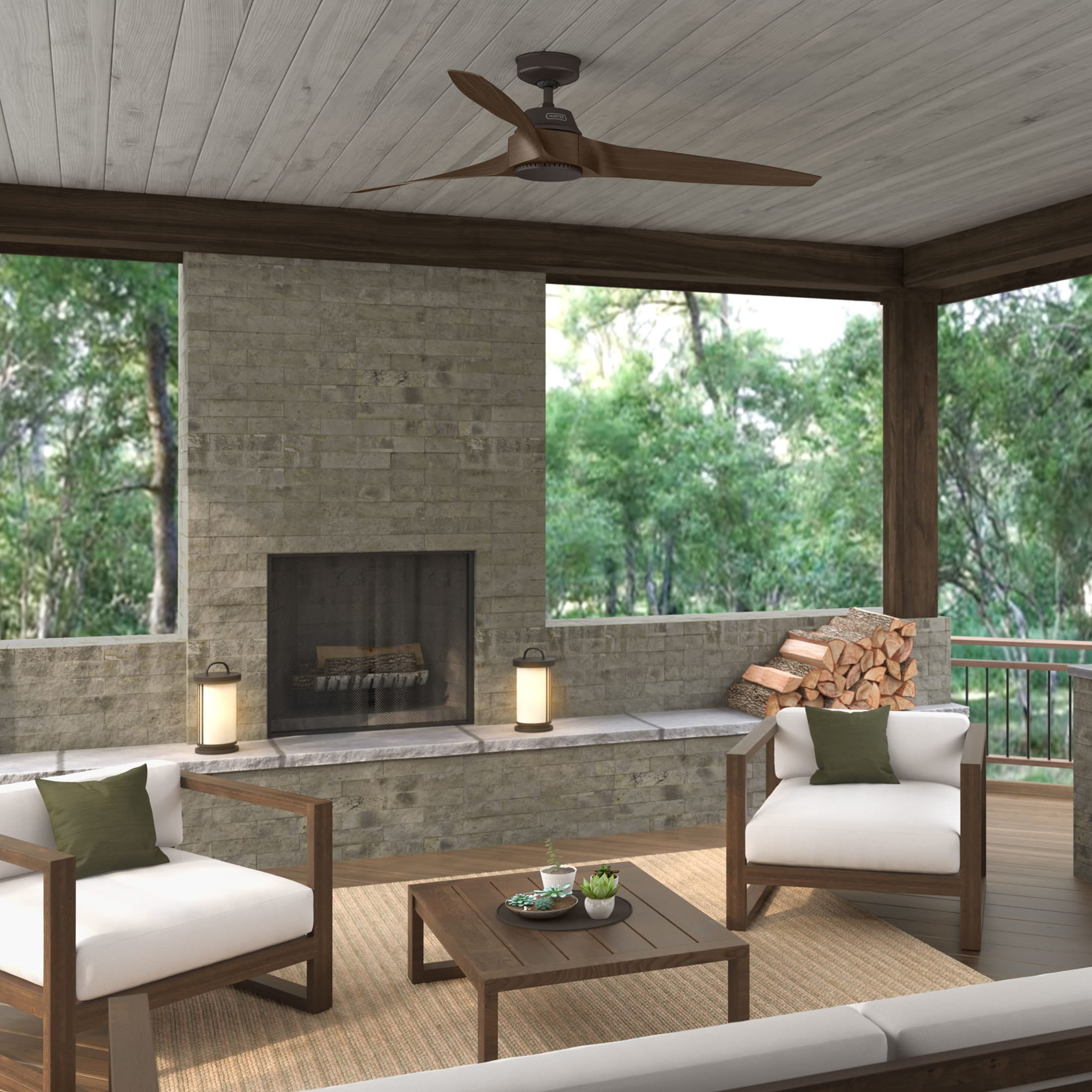 Hunter Mosley Indoor/Outdoor Ceiling Fan with Wall Control (Premier Bronze, 60 in) 3yakt