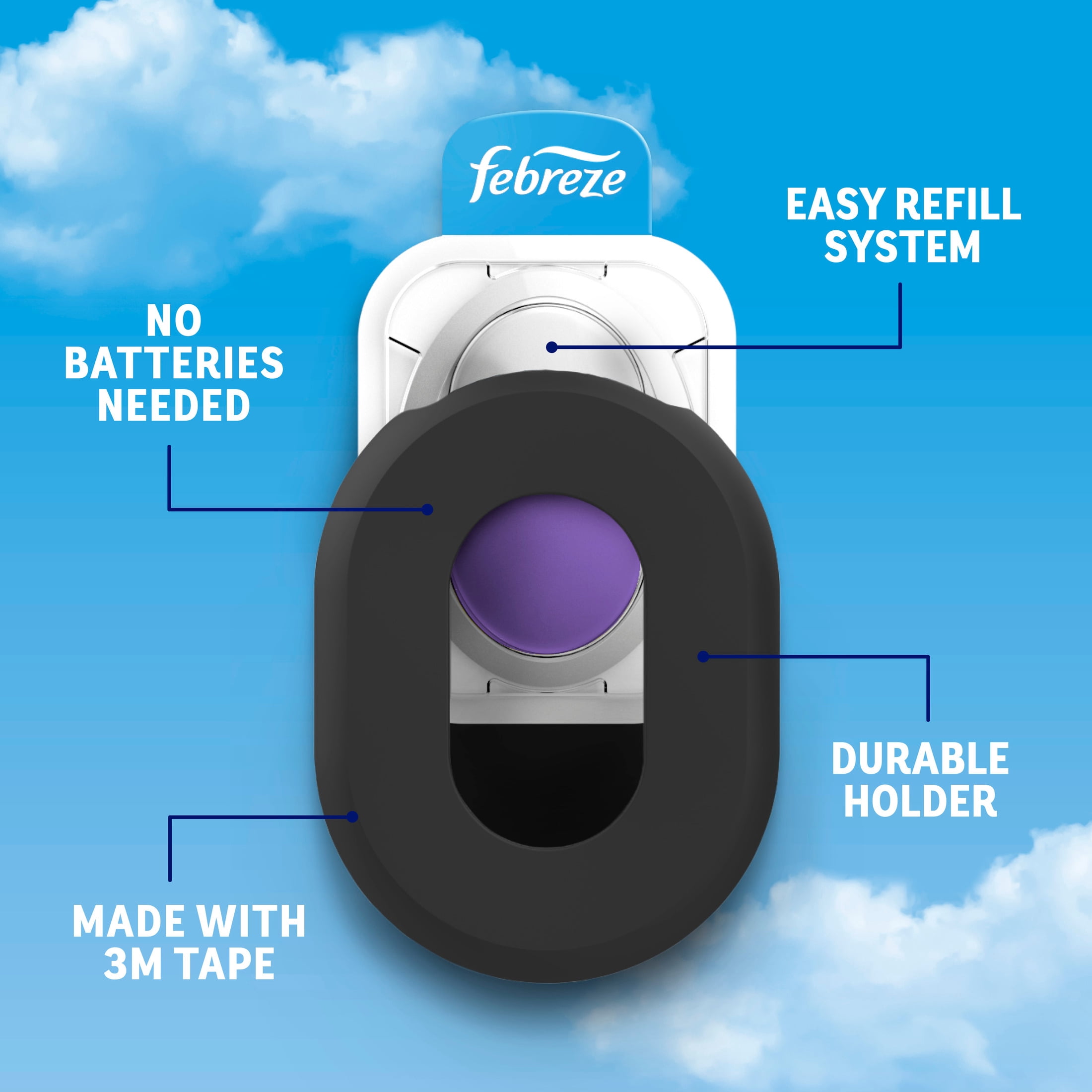 Febreze Trash Odor Fighter Kitchen Deodorizer (Twilight Lavender, 1 Holder and 1 Refill) s8qhk