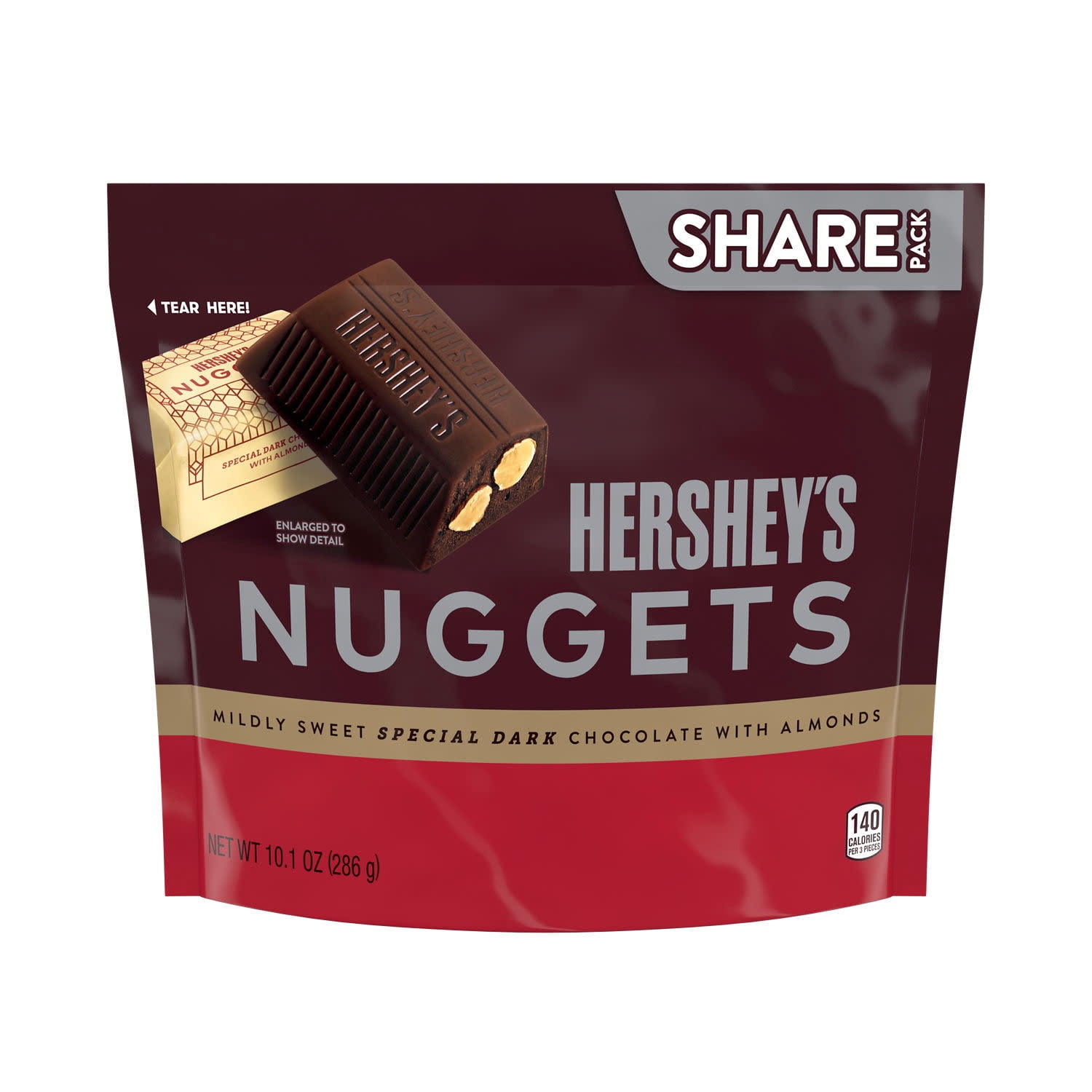 Hershey's Nuggets Special Dark Chocolate with Almonds, Mildly Sweet Dark Chocolate Candy (10.1 oz) v2s2e