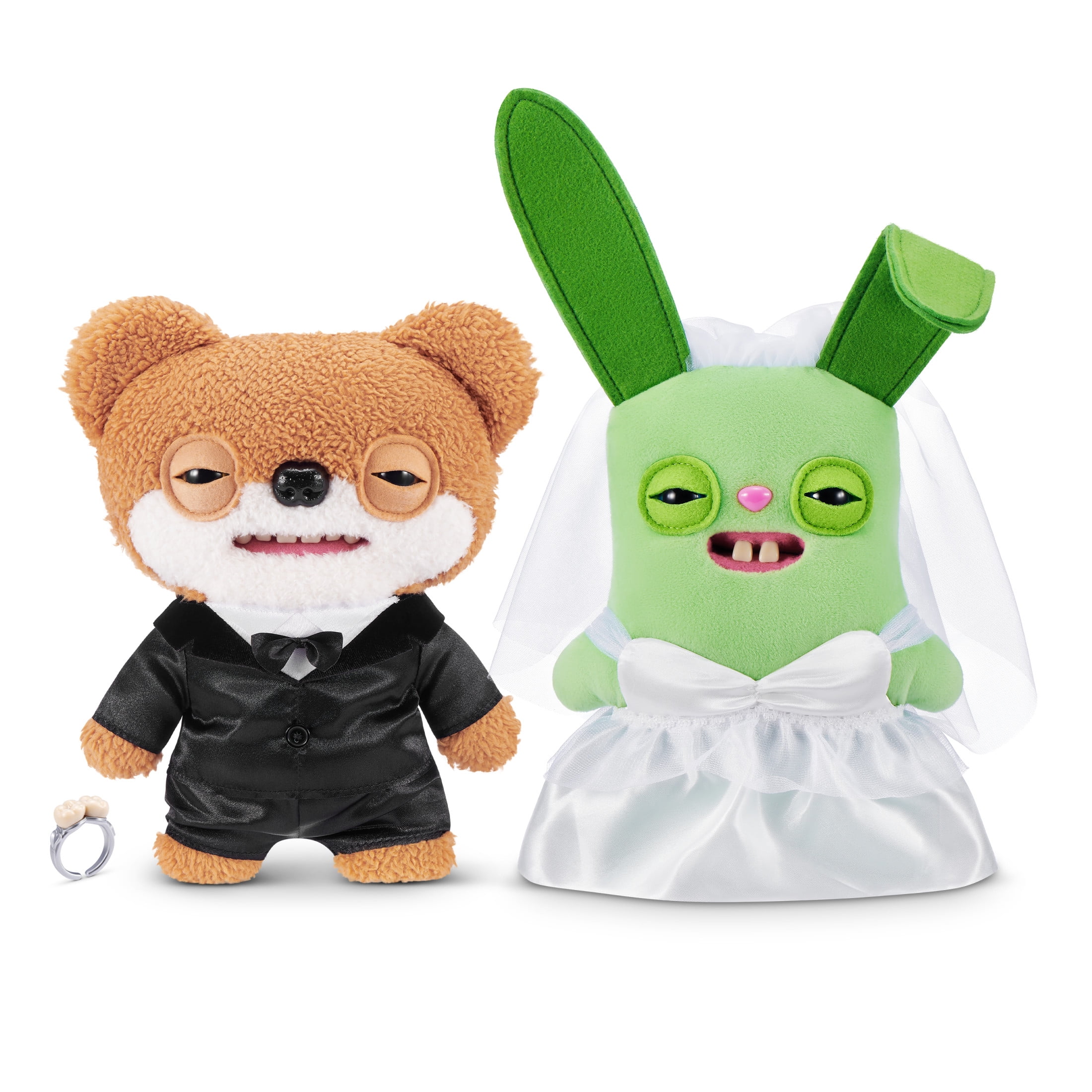 Fuggler Wedding Fuggs Plush Toy Set, Funny Ugly Monster Stuffed Animals (2-Pack, 9 in) bgynh