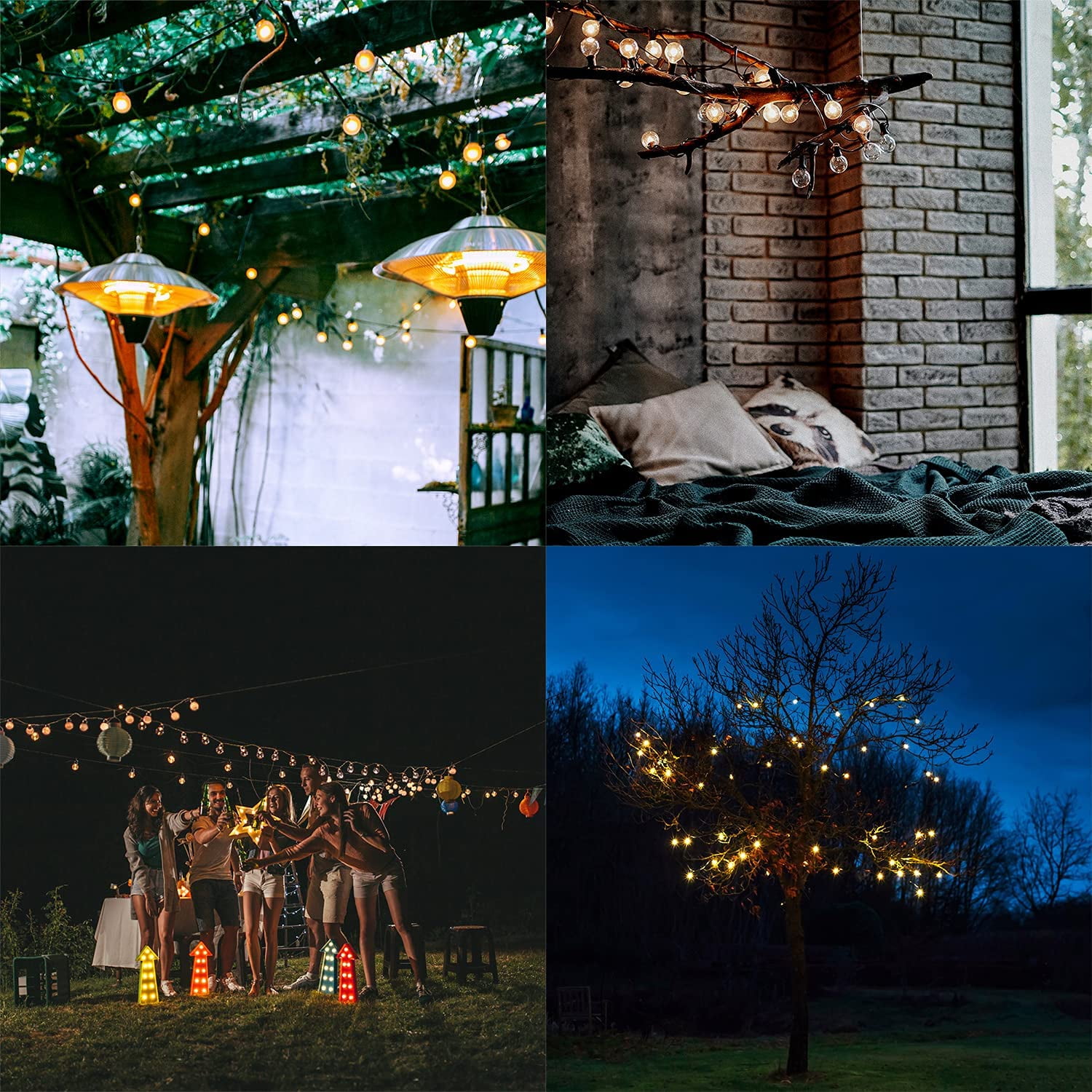 DAYBETTER Outdoor String Lights, Vintage Edison G40 LED Bulbs, Waterproof Patio Lighting (Warm White, 100 ft) zyy5u