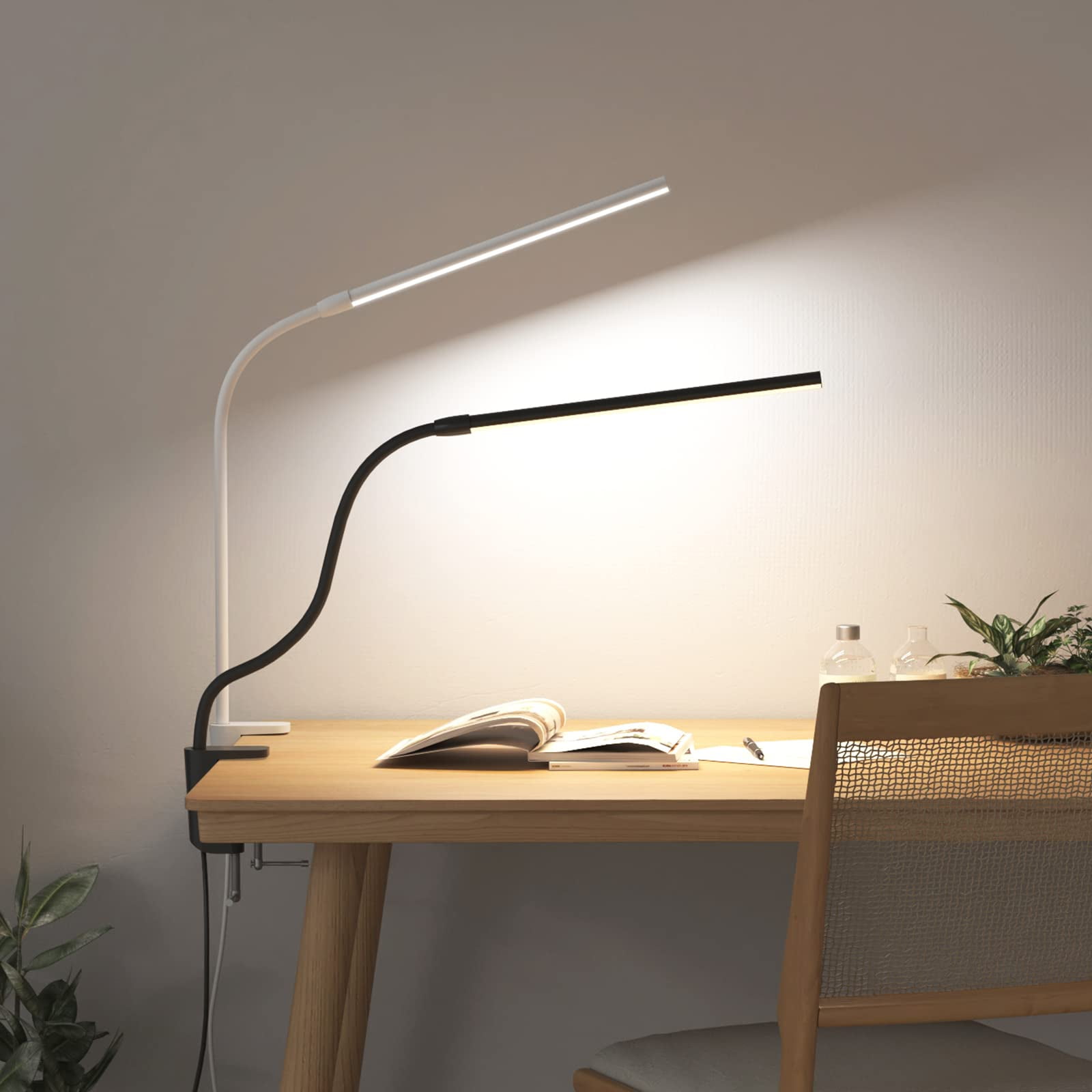 Lepro LED Clip-on Desk Lamp Dimmable USB Reading Light with Flexible Gooseneck (Black, 1 Pack) guusa