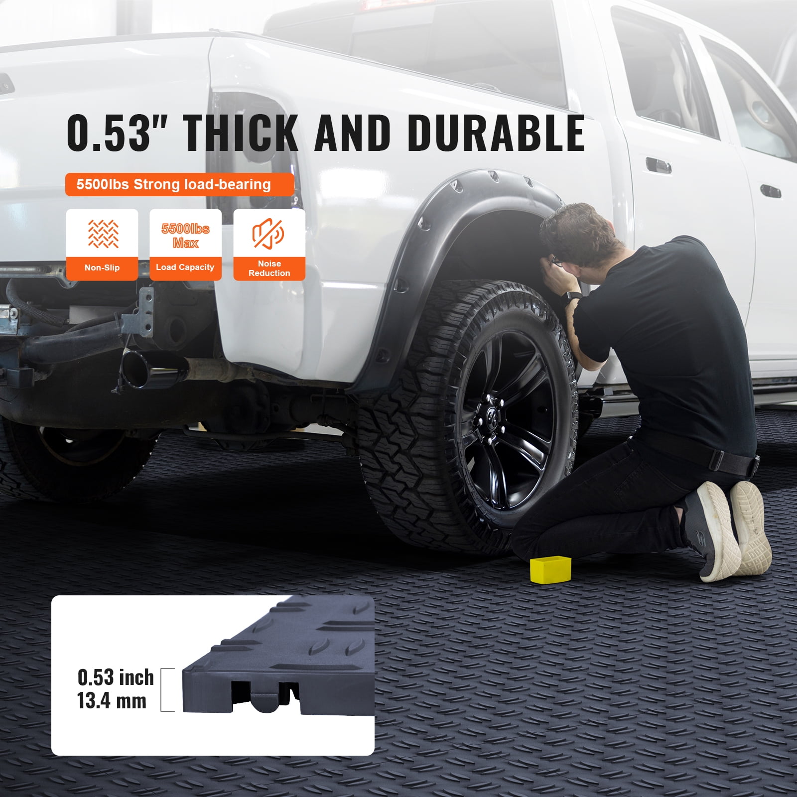 VEVOR Interlocking Garage Floor Tiles, Non-Slip Diamond Texture Flooring for Workshops and Basements (Graphite Gray, 25 Pack, 12 x 12 x 0.53 in) snxxr