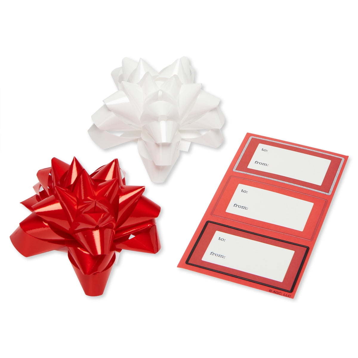 American Greetings Christmas Wrapping Paper Set with Gridlines, Bows, and Gift Tags (Red, 4 Rolls, 48 ft Total) w7bsr