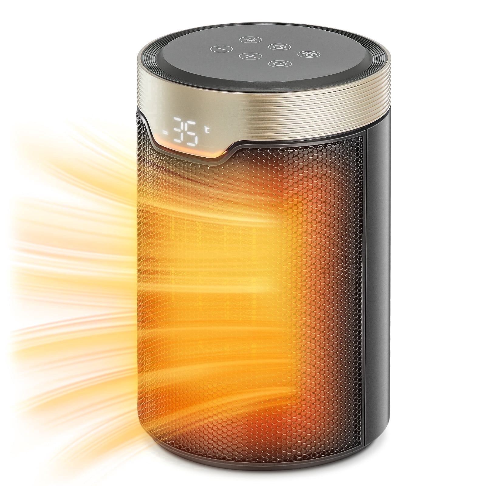FOHERE Portable Electric Space Heater, Ceramic Indoor Heater with Digital Thermostat and Quiet Operation (Black, 1500W) q7f8x