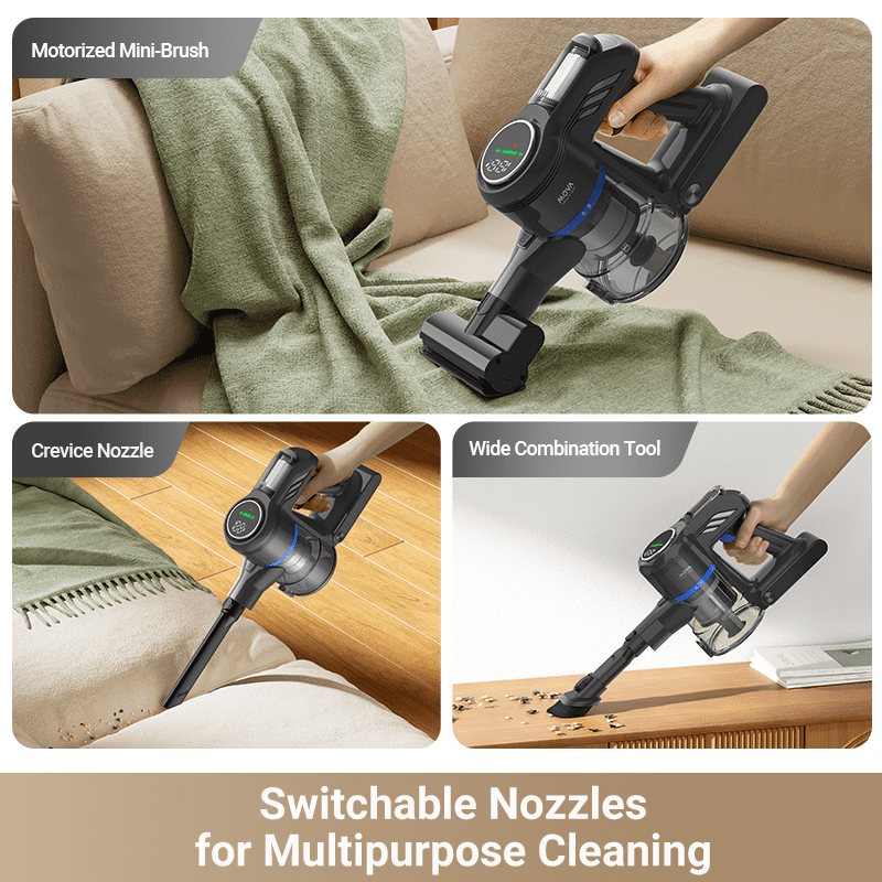 MOVA J30 Cordless Stick Vacuum Cleaner, 4-in-1 Lightweight Handheld Vacuum with 144AW Suction and LED Display (Black, 0.5 L) 5rfs1