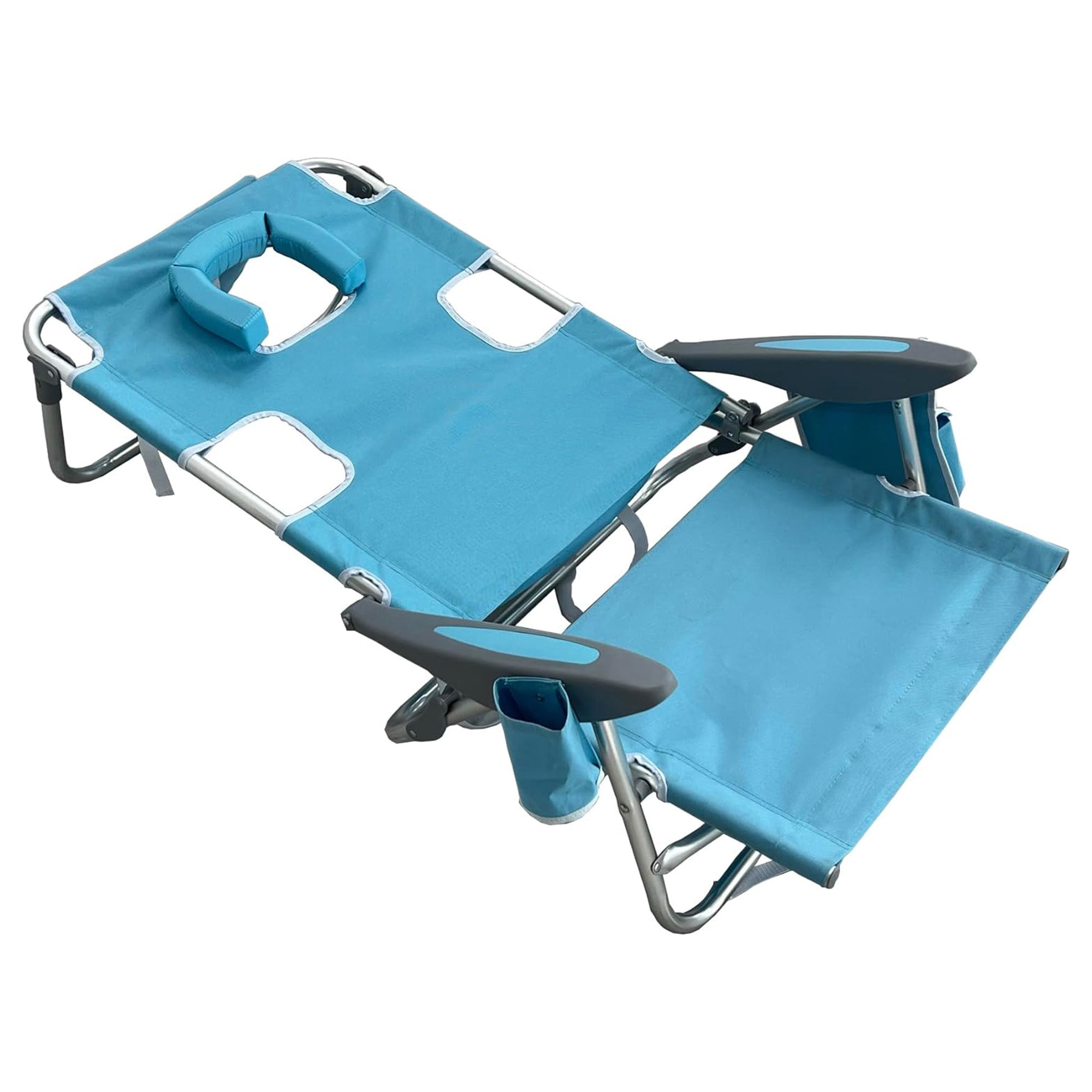 Ostrich Deluxe Backpacker Portable Beach Chair with Insulated Cooler Bag (Light Blue, 27.76 x 3.74 x 33.86 in) bt69j