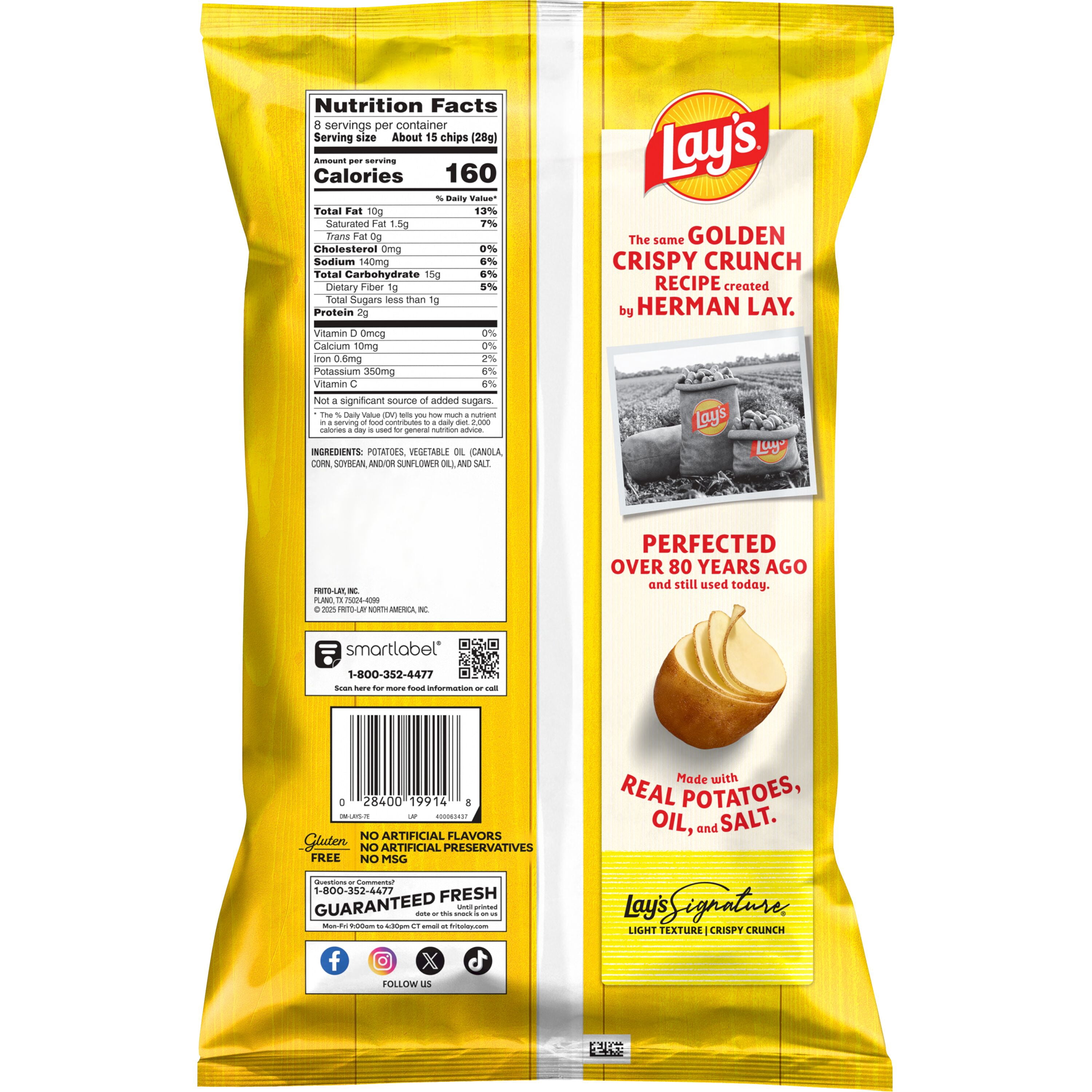 Lay's Classic Potato Chips, Crispy Salty Snack (8 oz) sp2m3