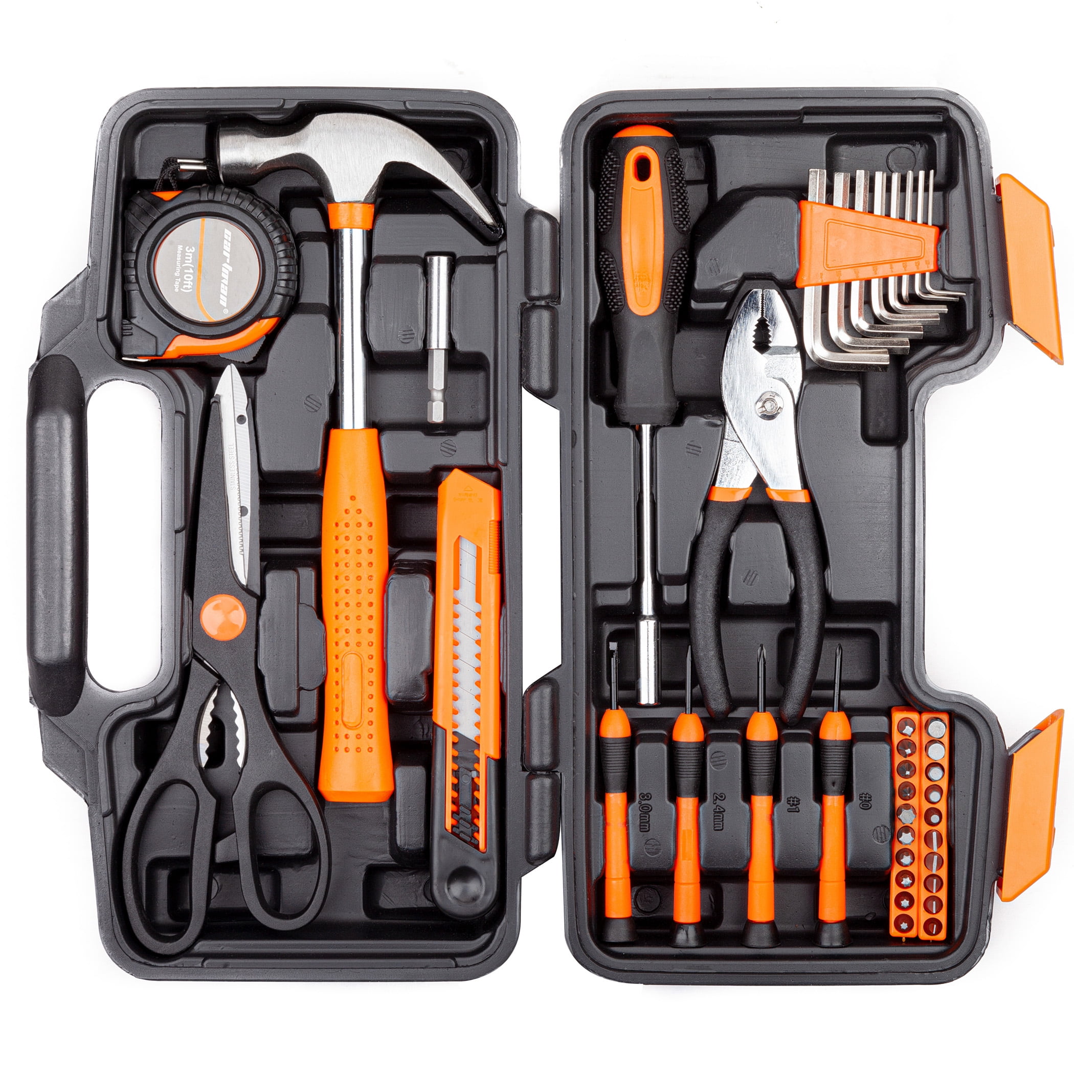 CARTMAN 39-Piece Household Hand Tool Set with Portable Storage Case (Orange, 39-Piece) f9moo