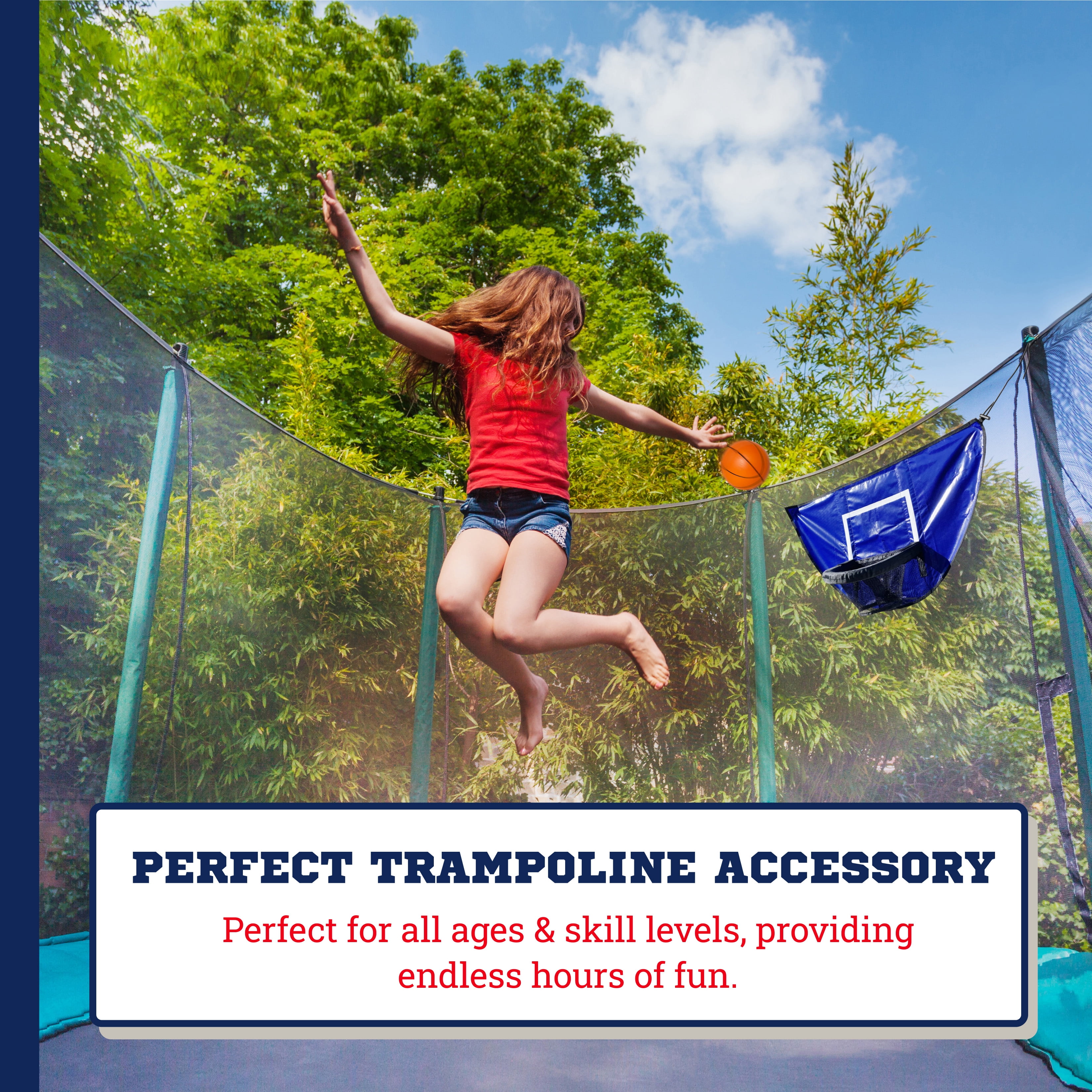 Botabee Trampoline Basketball Hoop Set with Mini Basketballs (Waterproof, Adjustable) vzvmg