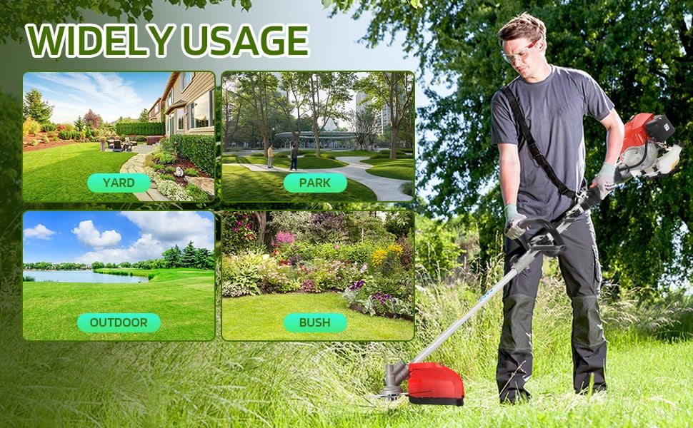 Floseru 52cc 5-in-1 Gas String Trimmer and Multi-Tool Landscaping System (Red, 52cc Engine) cgttt