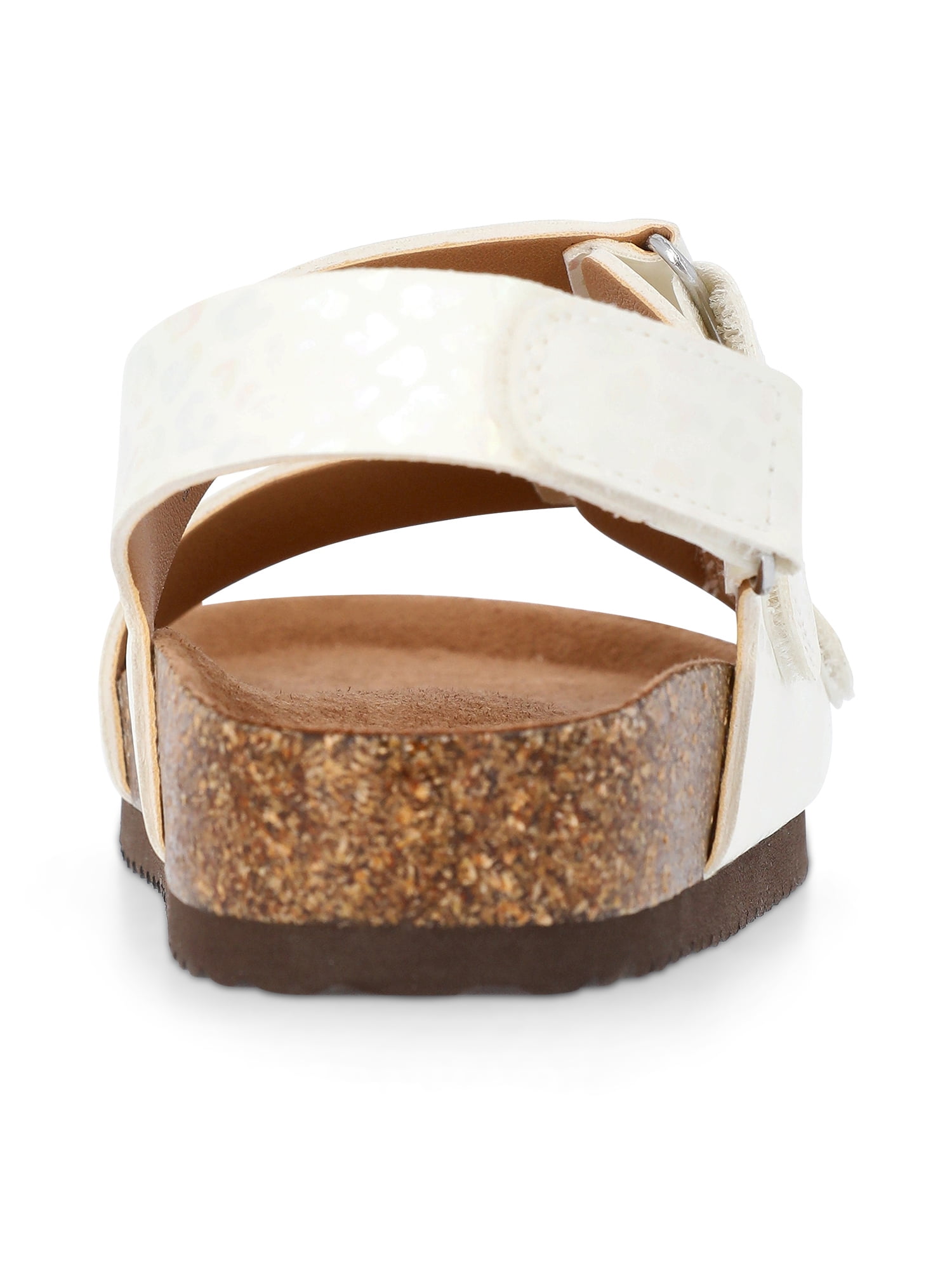 Wonder Nation Girls' Double Buckle Footbed Sandals (White, 13 Little Kid) b5248