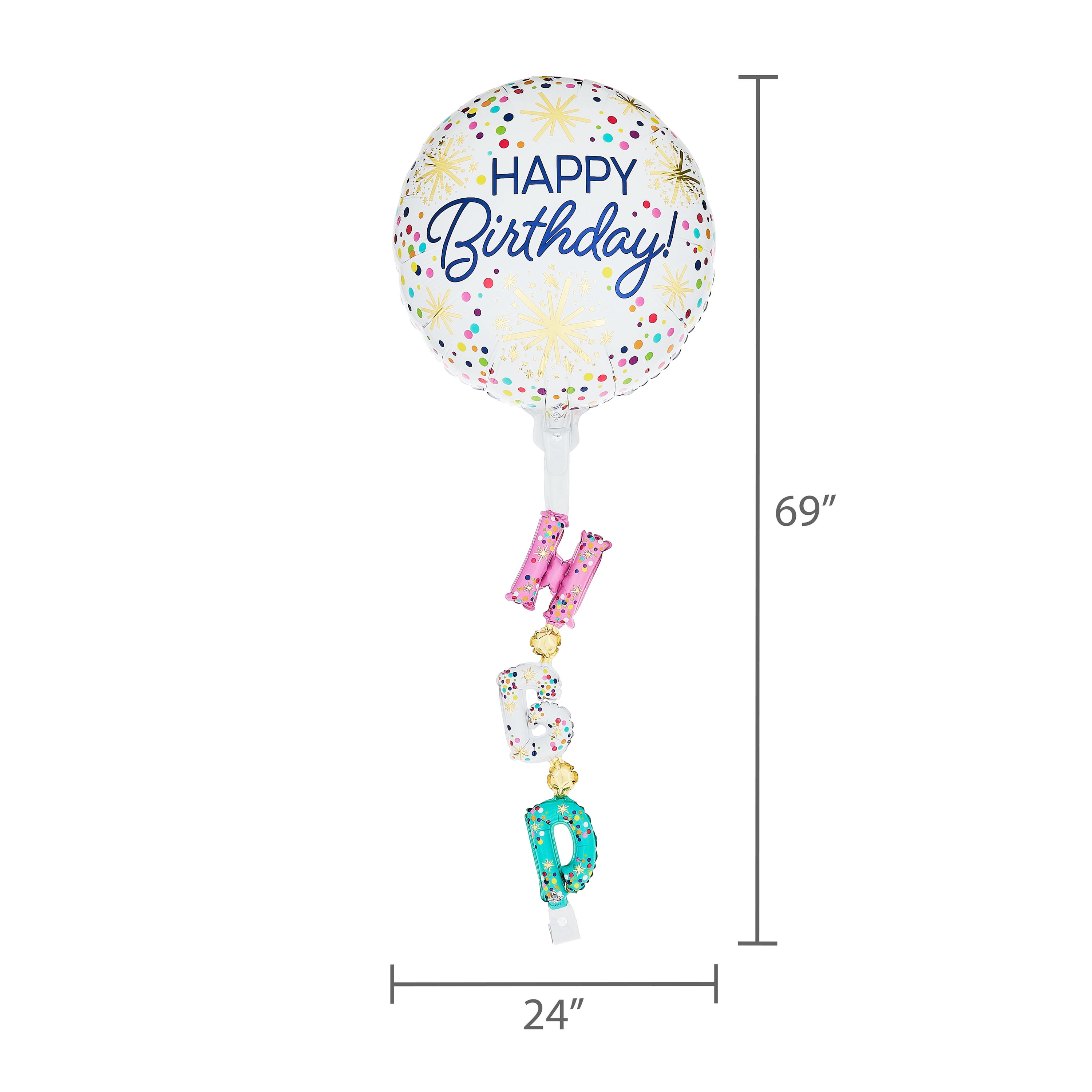 Way To Celebrate Happy Birthday Confetti Balloon with Inflatable Tail (Multicolor, 69 in) e3f5v