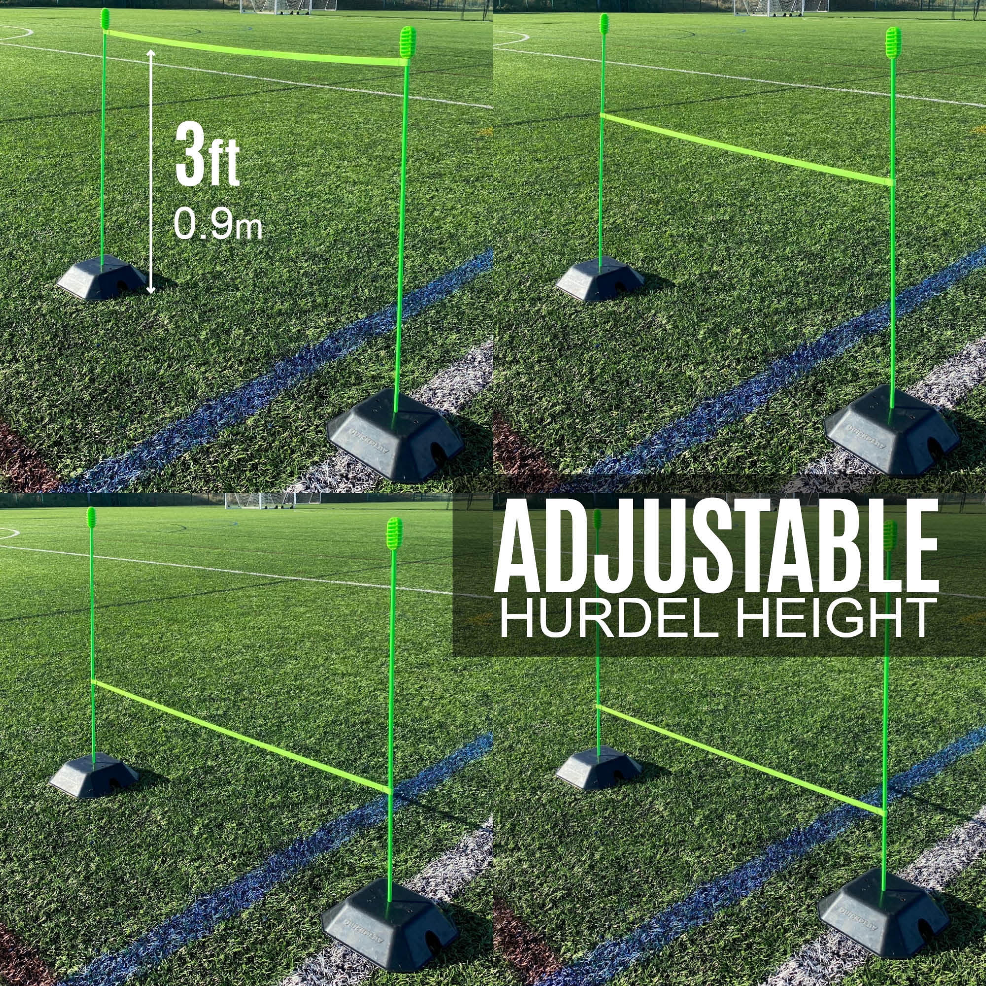 QUICKPLAY USA Agility Training Poles, Professional Sports Speed and Footwork Drill Set (Neon, 10-Count, 3 ft) r5wkw