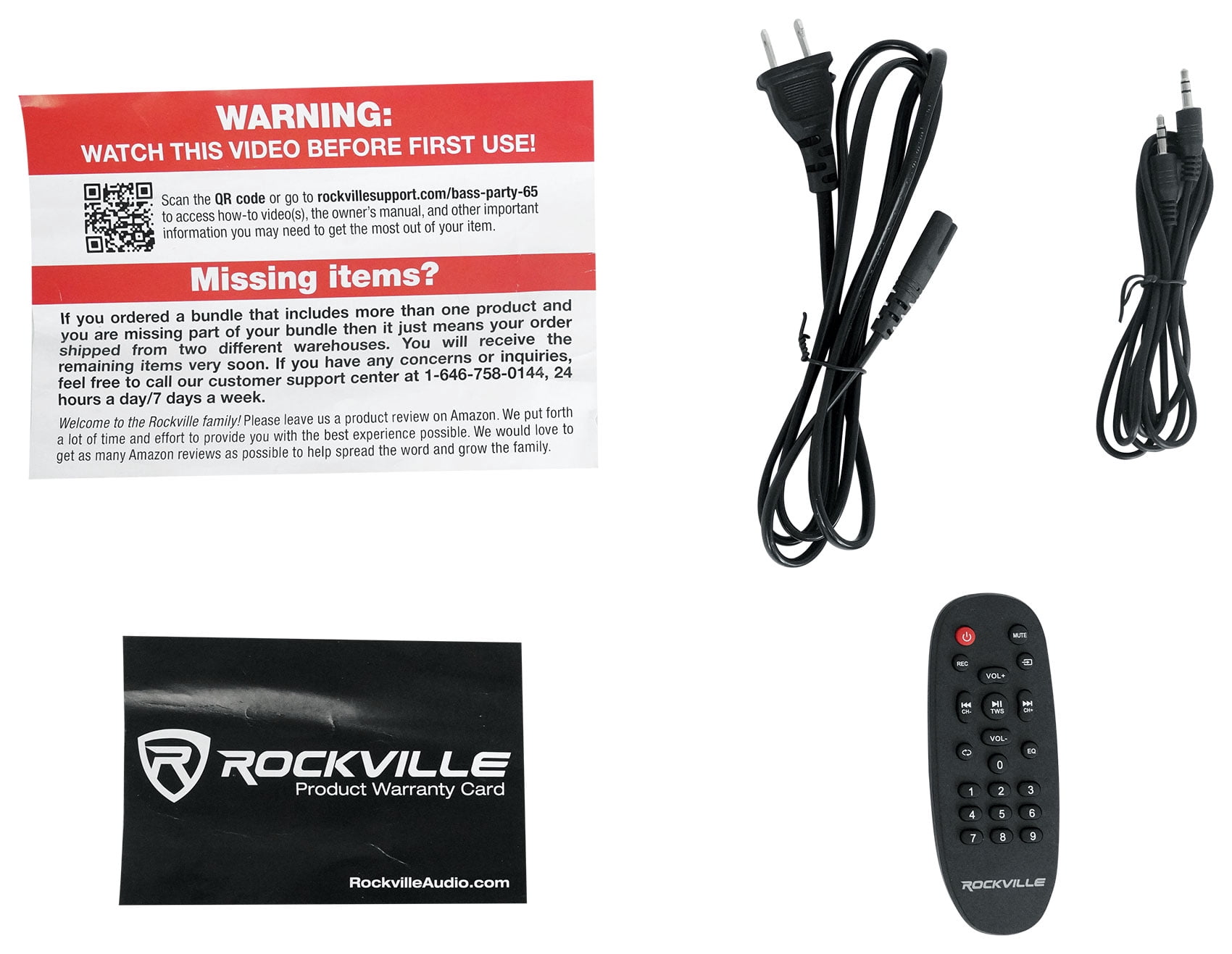Rockville BASS PARTY 65 Portable Bluetooth Speaker with LED Lights and Mic Input (Black, 1200W) u7asp