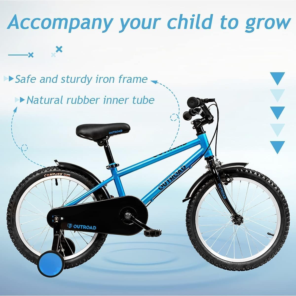 MarKnig Kids Bicycle with Training Wheels and Adjustable Seat (Blue, 16 in) grn08