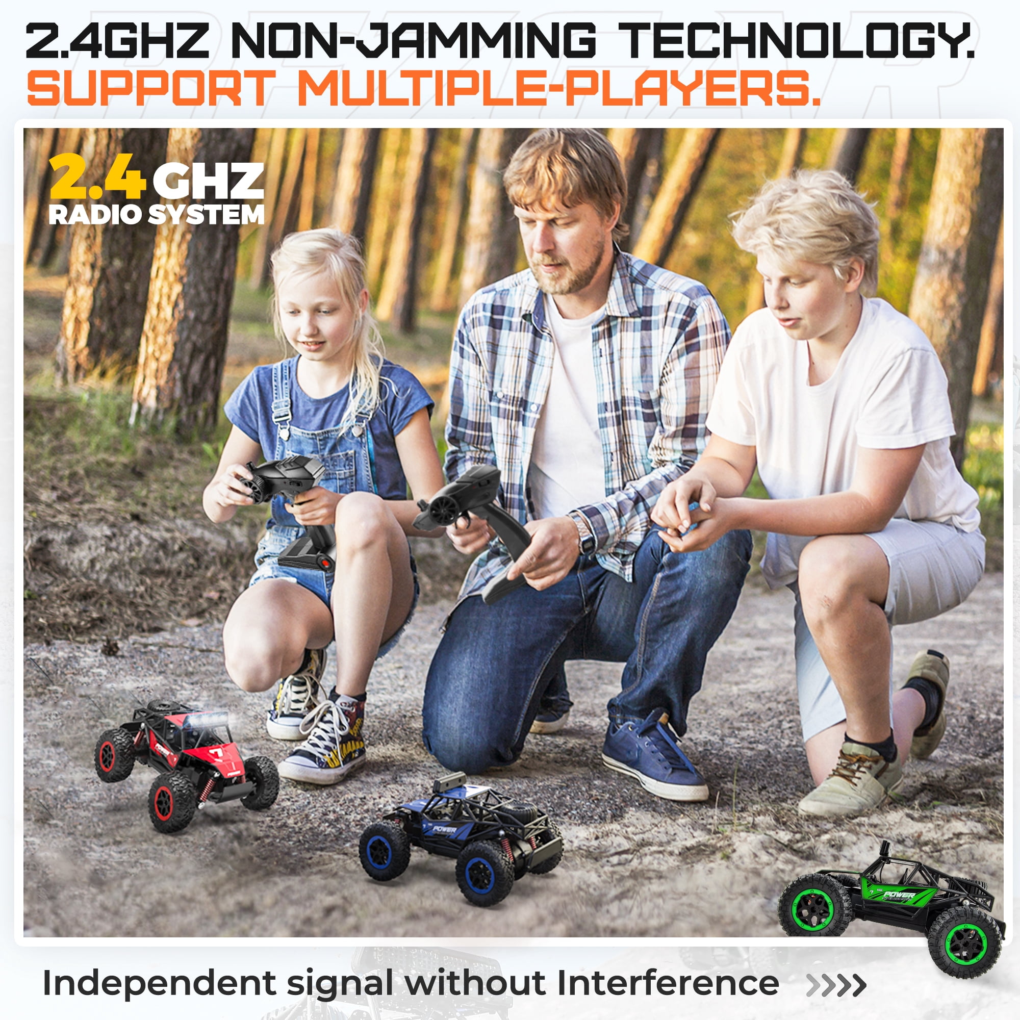 YCFUN Remote Control Monster Truck, All-Terrain RC Car with LED Lights (Blue, 1:20 Scale) jax7p