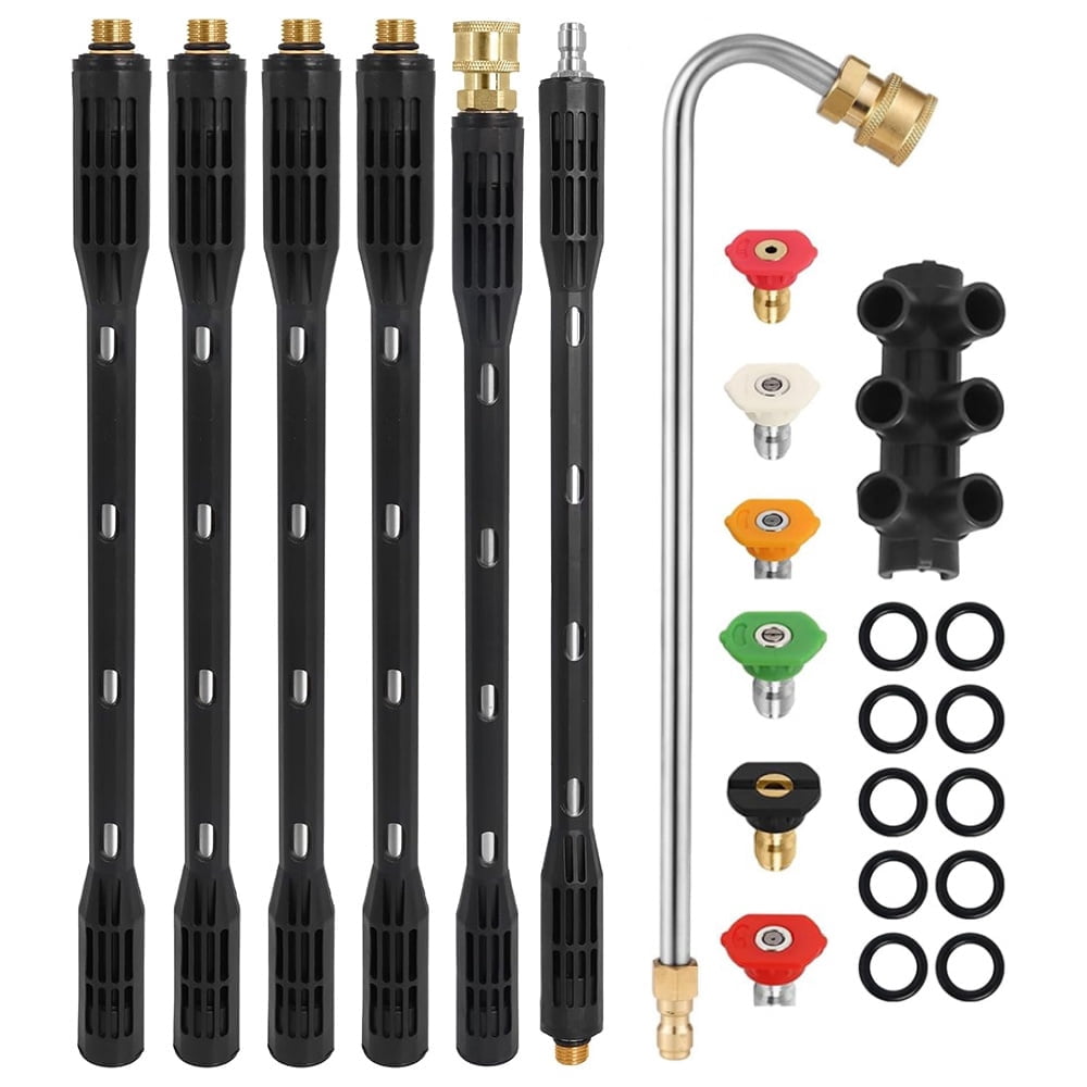 INTELIVE Pressure Washer Extension Wand Set with Gutter Cleaner Attachment and 6 Spray Nozzles (109 in) g47gl