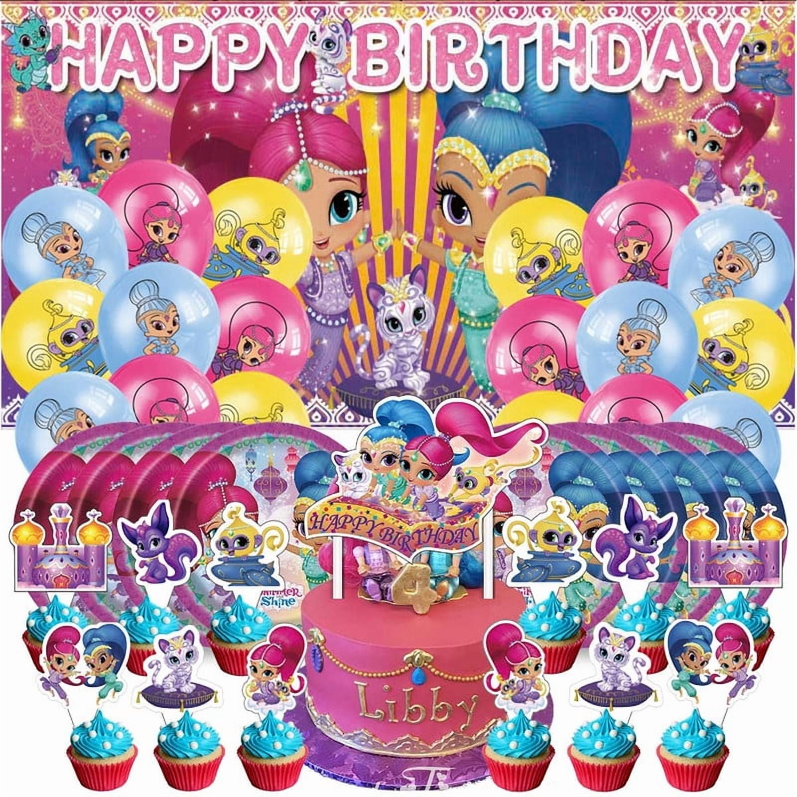 Liuyuandaoer Shimmer and Shine Birthday Party Supplies Set (Multi-color, 1 Set) fucip