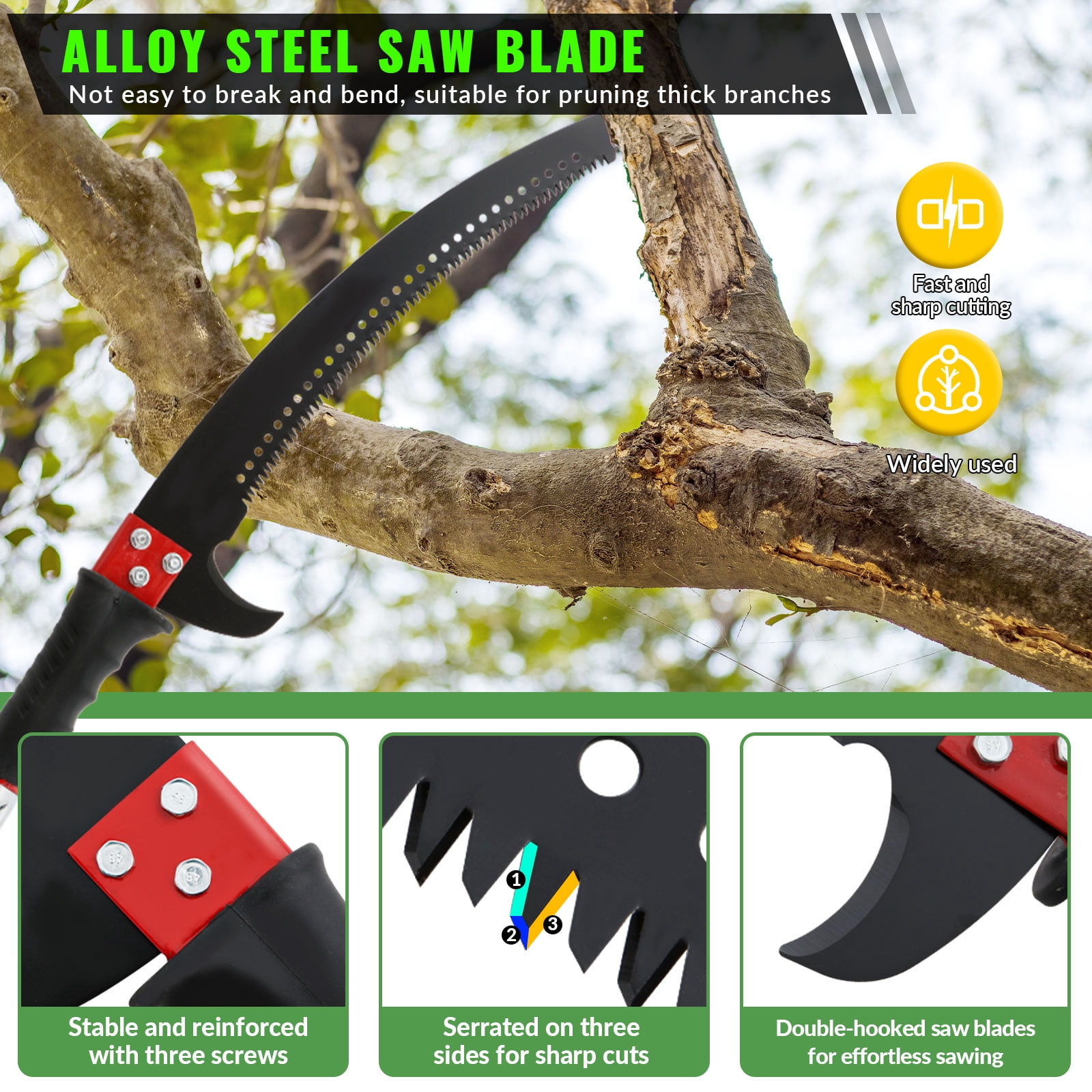 DWALE Extendable Tree Pole Pruner Manual Branch Trimmer with Saw Blade (30 ft) 4fog0 - Image 6