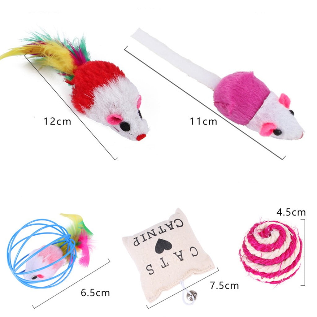 Darzheoy Interactive Cat Toy Assortment Set, Feather Teaser, Mice, and Bell Balls (20 Pieces) srwnq