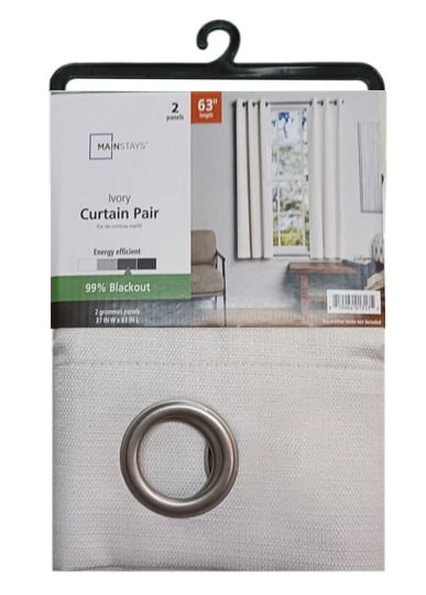 Mainstays Olan Blackout Curtain Panel Pair, Textured Solid Room Darkening Drapes (Beige, 37 in x 84 in, 2-Pack) 1efe6