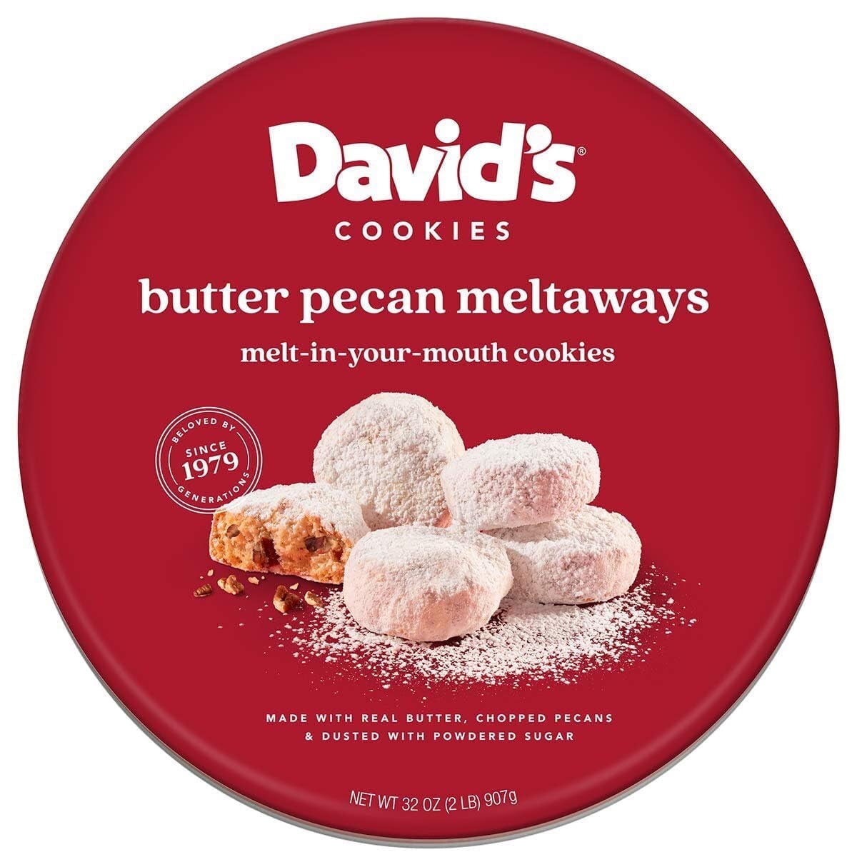 David’s Cookies Butter Pecan Meltaway Cookies, Gourmet Bakery Dessert in Gift Tin (32 oz) tolvf
