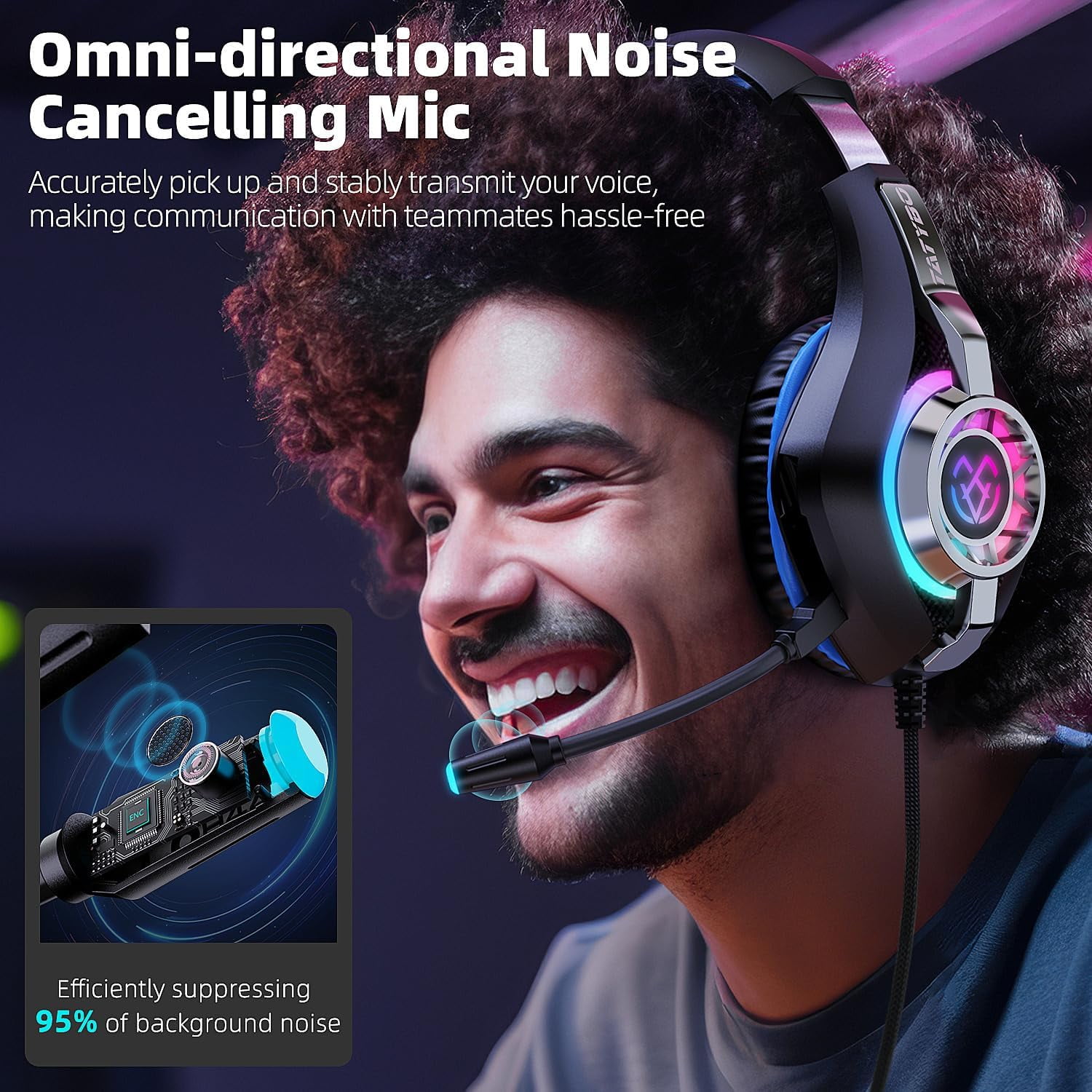 Tatybo Gaming Headset with Noise Canceling Microphone and Surround Sound (Blue, 8 oz) bqmv9