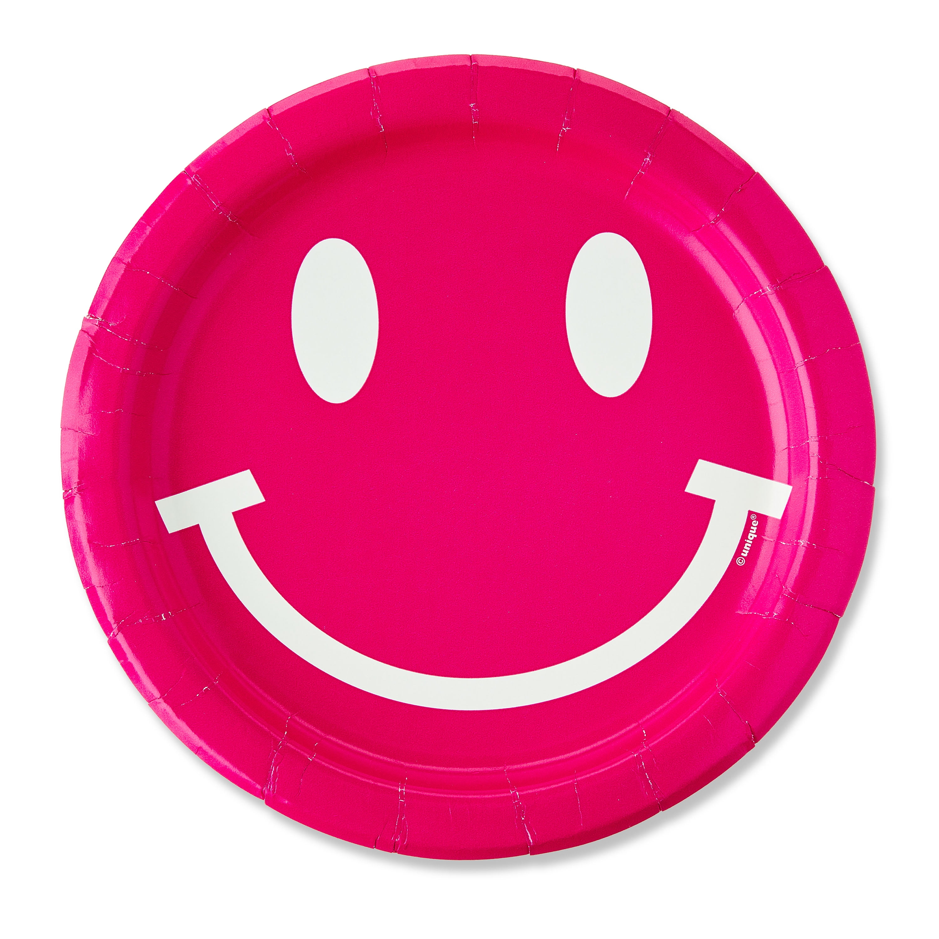 Way To Celebrate Disposable Paper Plates, Smiling Face Design, Pink (7 in, 60 Count) v02di