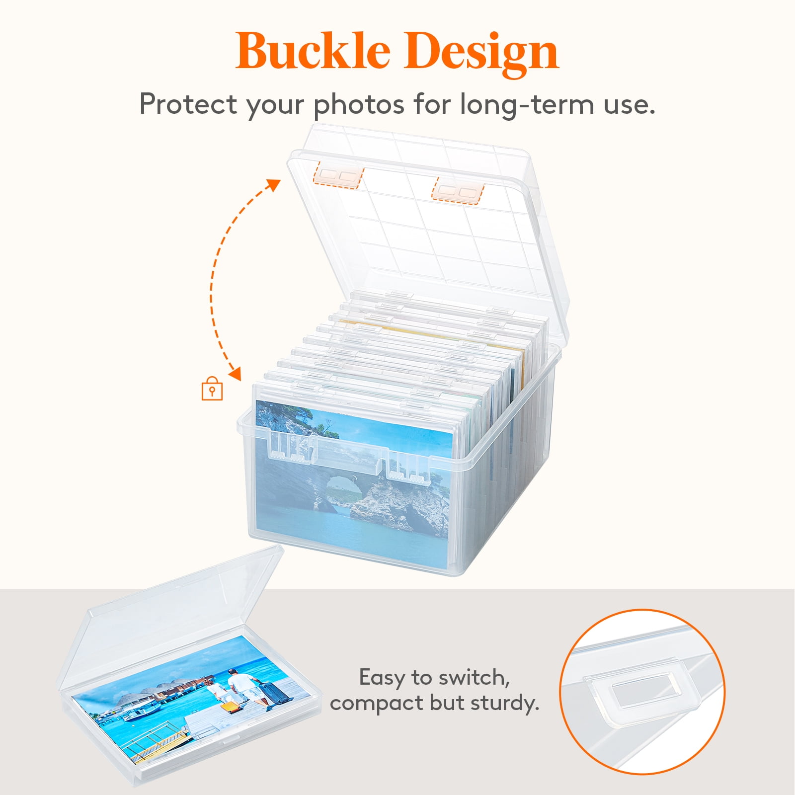 Lifewit Photo Storage Box Organizer Case (Clear, 9-Pack for 5x7 Photos) 5e6ks