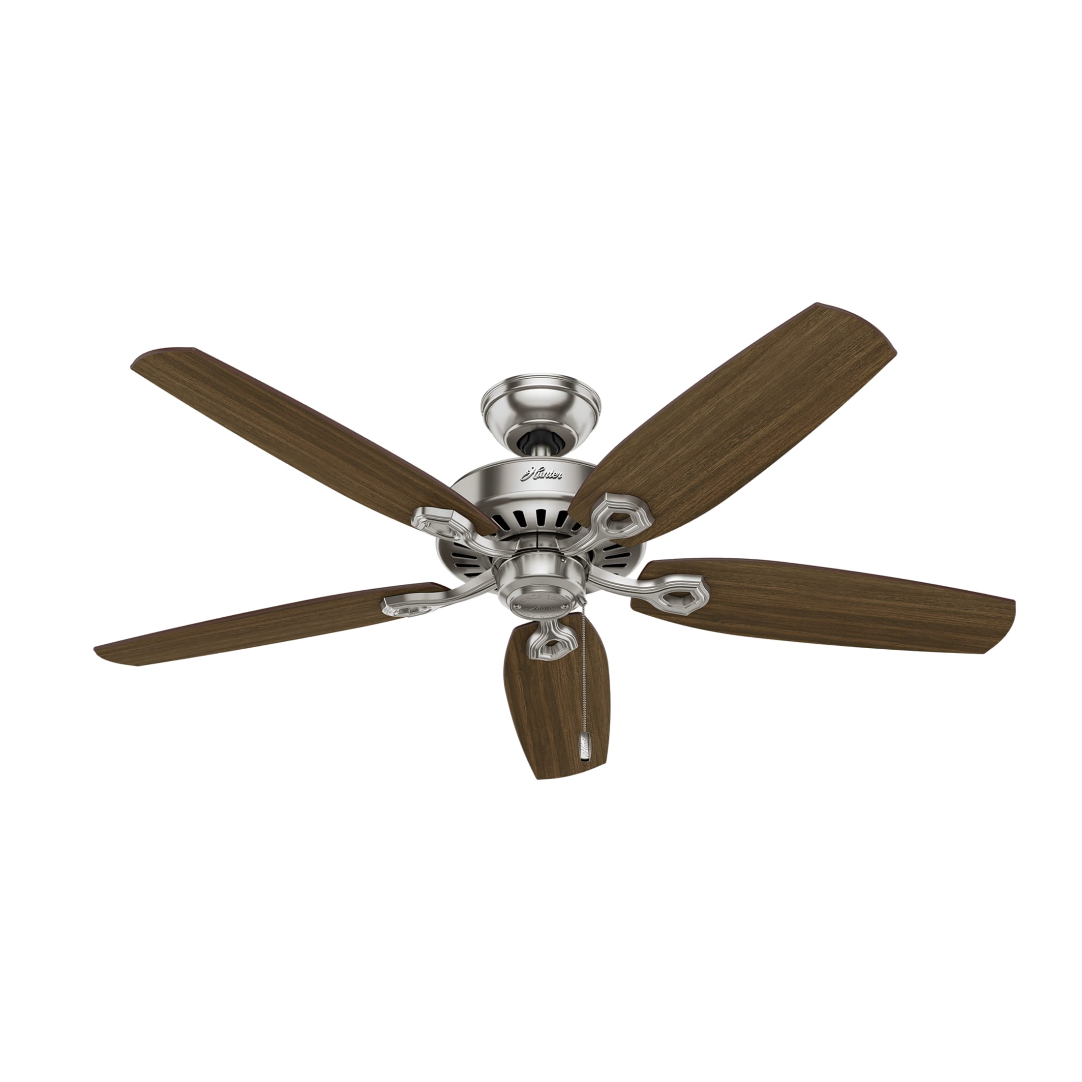 Hunter Builder Elite Indoor Ceiling Fan, 5-Blade Quiet Motor, Pull Chain Control (Brushed Nickel, 52 in) s0h1a