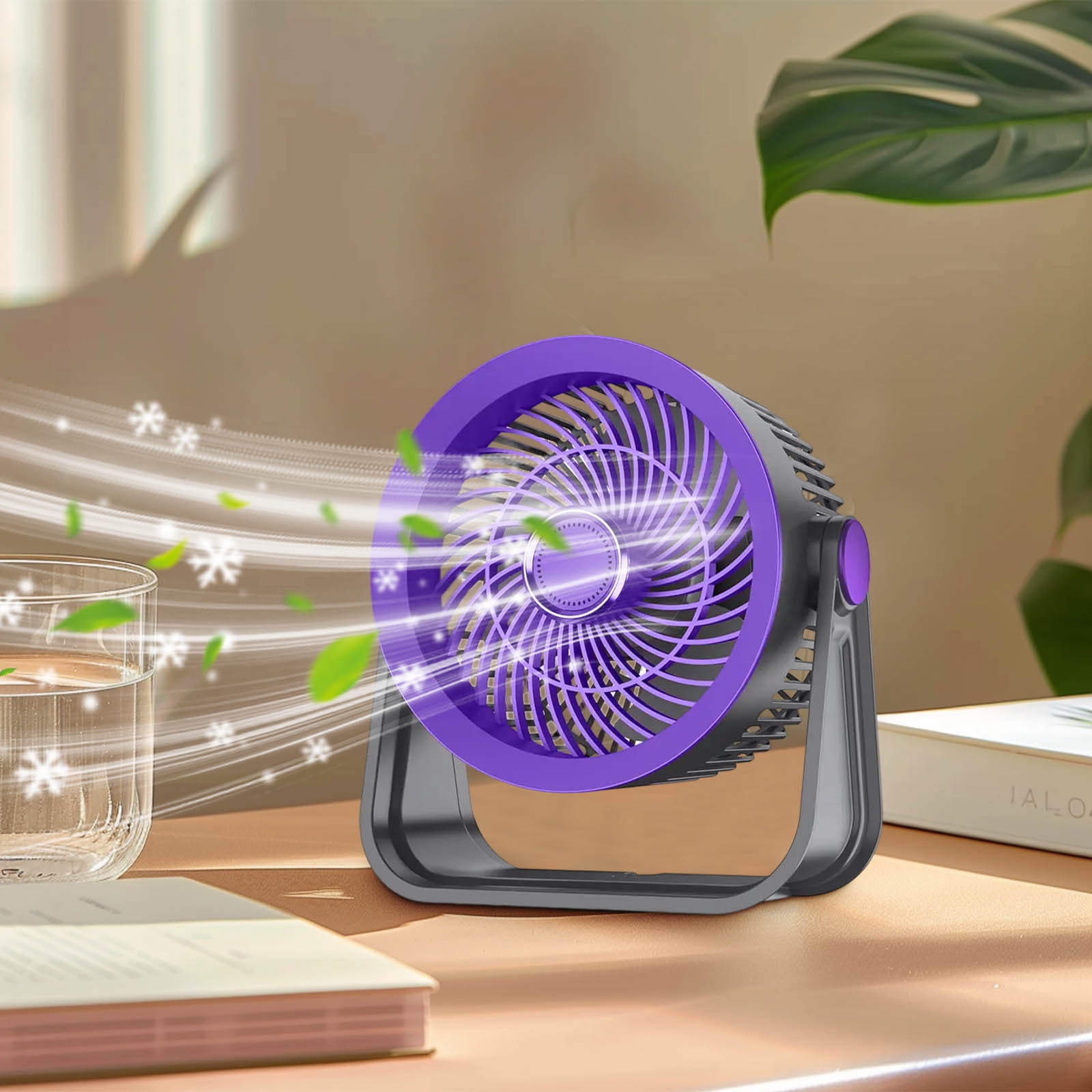 Bfogop Portable Desk Fan with LED Night Light and 3-Speed Adjustable Airflow (White, 7 in) 62l4e