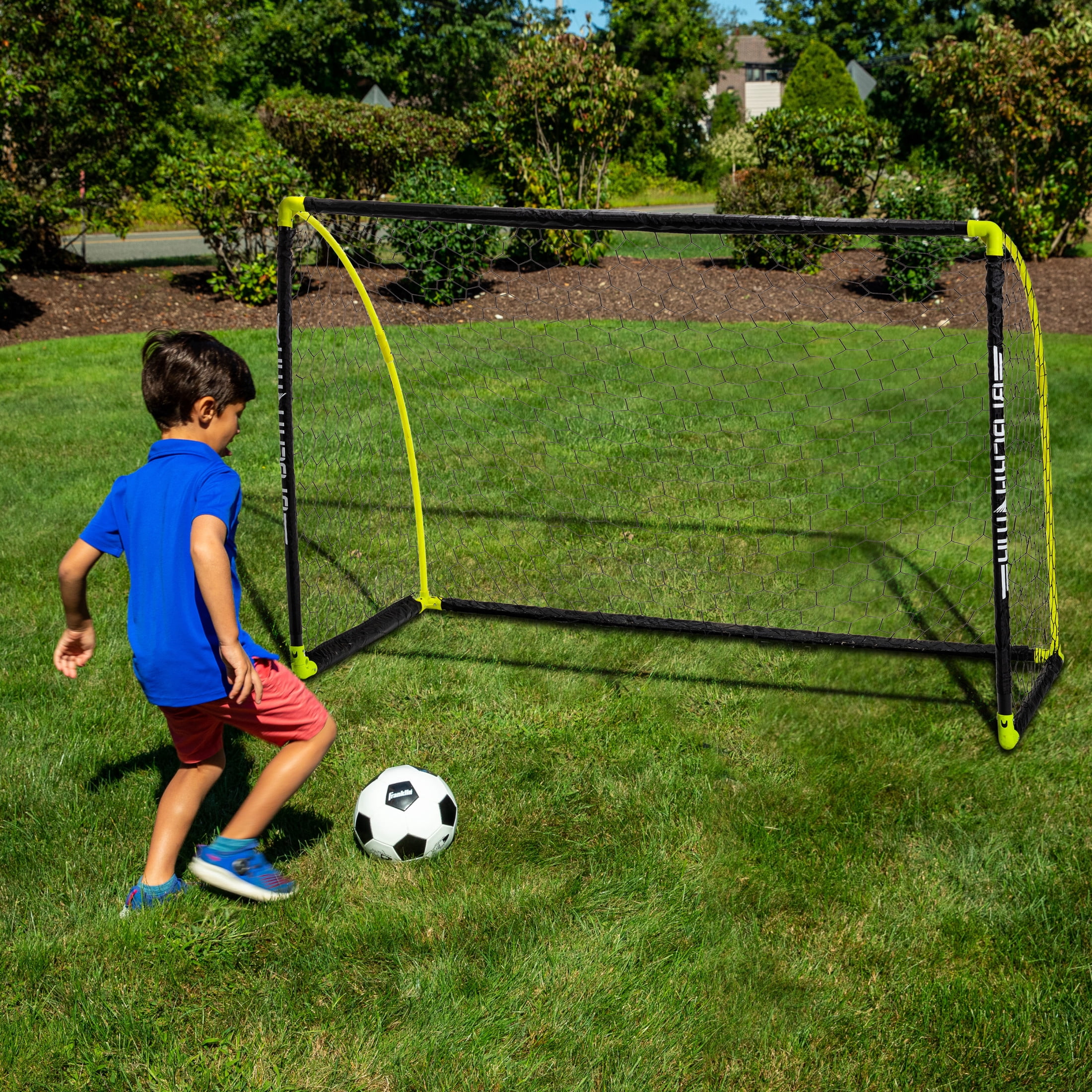Franklin Sports Blackhawk Insta-Set Soccer Goal, Portable Folding Indoor and Outdoor Soccer Net (Yellow, 6 ft x 4 ft) f4k3y