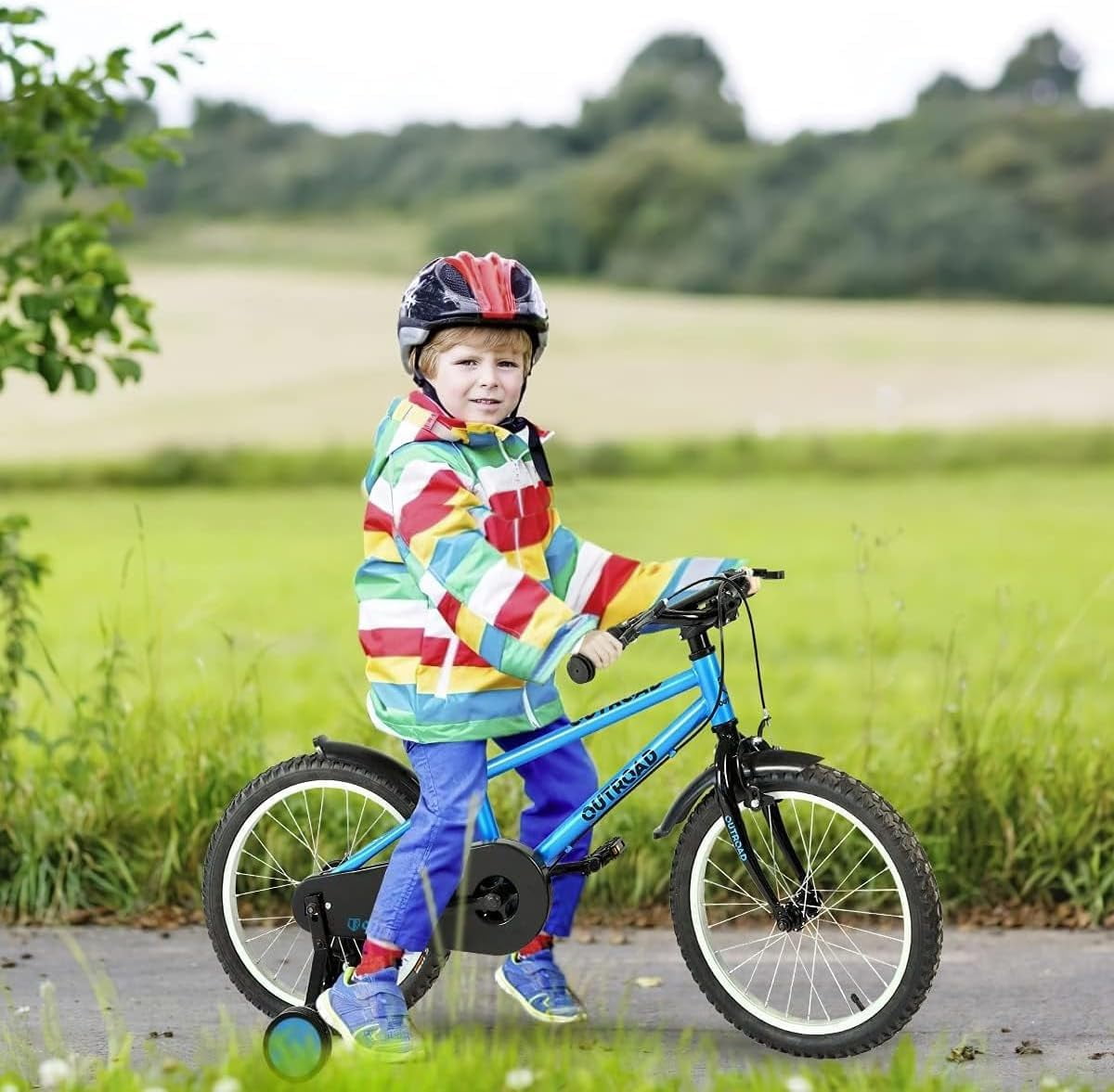 MarKnig Kids Bicycle with Training Wheels and Adjustable Seat (Blue, 16 in) grn08