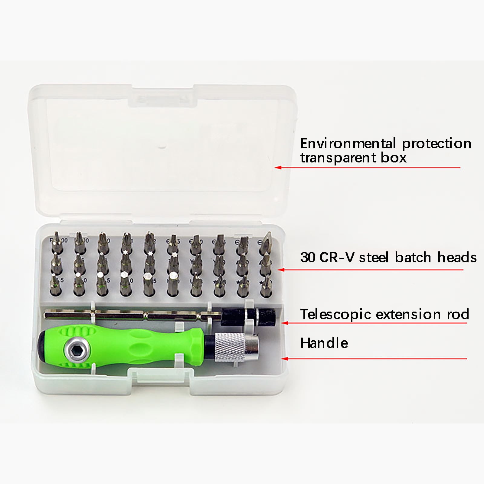 WQQZJJ Precision Screwdriver Set 32-in-1 Magnetic Repair Tool Kit (Green, 32 Piece Set) cpjvd