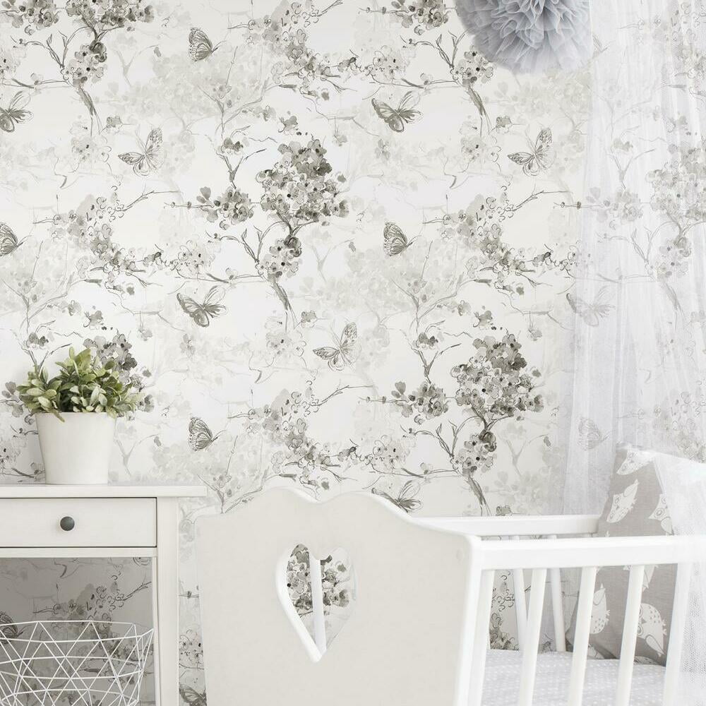 RoomMates Spring Cherry Blossoms Peel and Stick Wallpaper (Blue, 18 in x 18.86 ft) hohn8