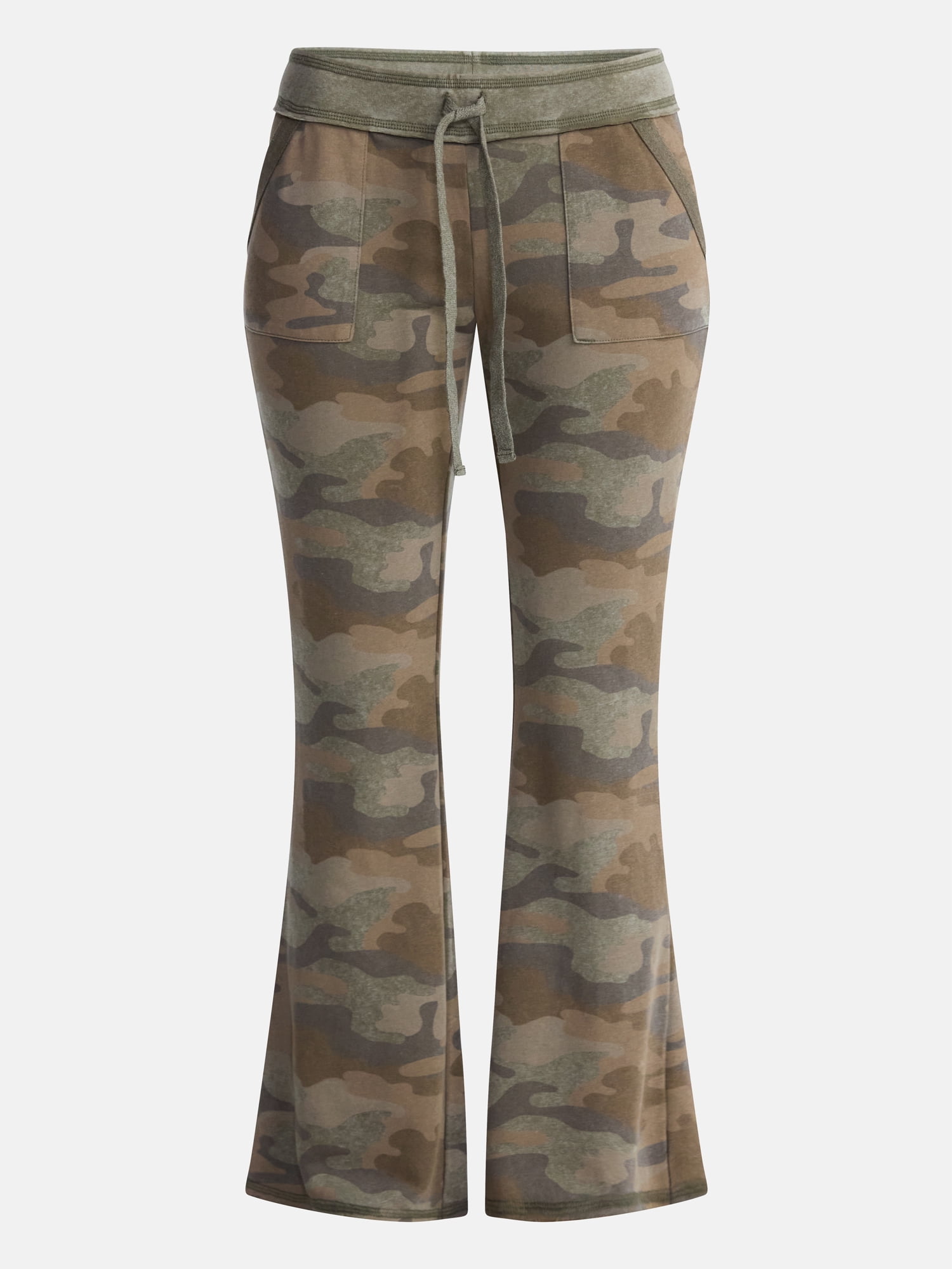 No Boundaries Women's Flare Leg French Terry Pants (Green, XXS) d2pyg