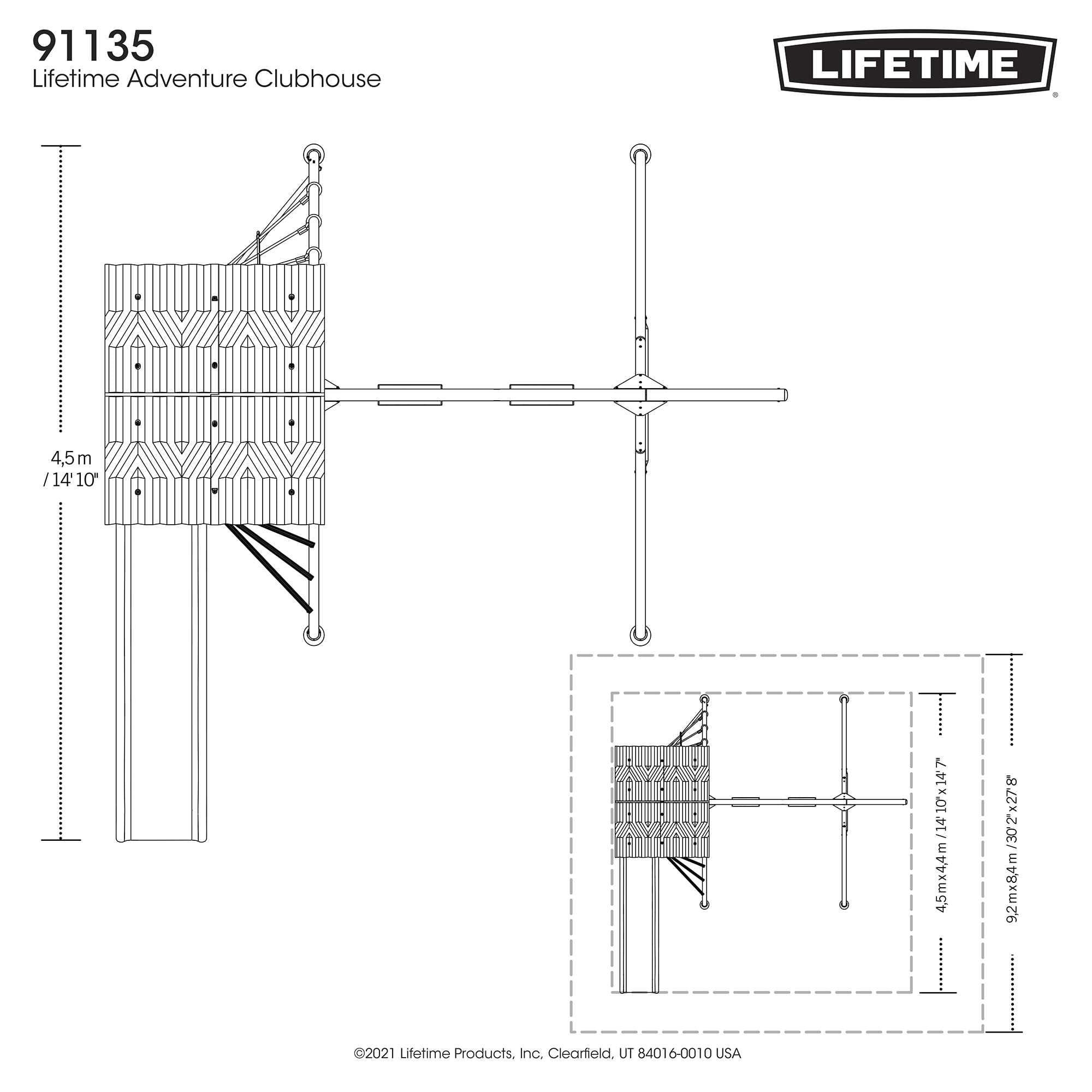 Lifetime Adventure Clubhouse Swing Set with Slide, Belt Swings, and Trapeze Bar (1 Unit) nj4r0