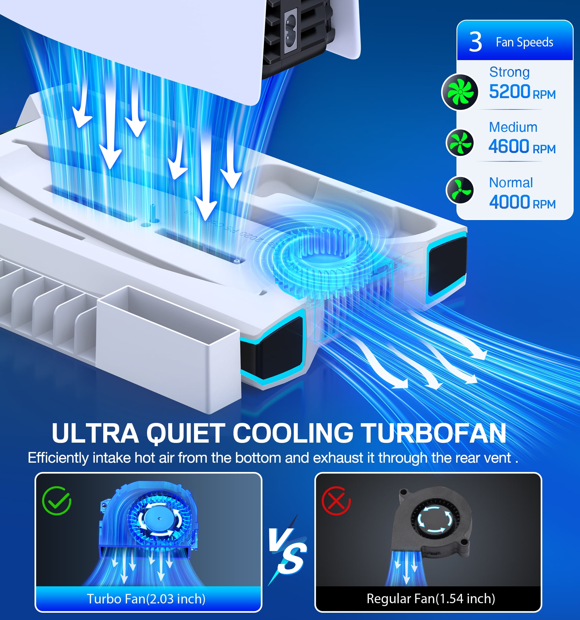 EUROA PS5 Cooling Stand with Dual Controller Charger and 13 Game Slots (White, 1 Pack) 4e1o8